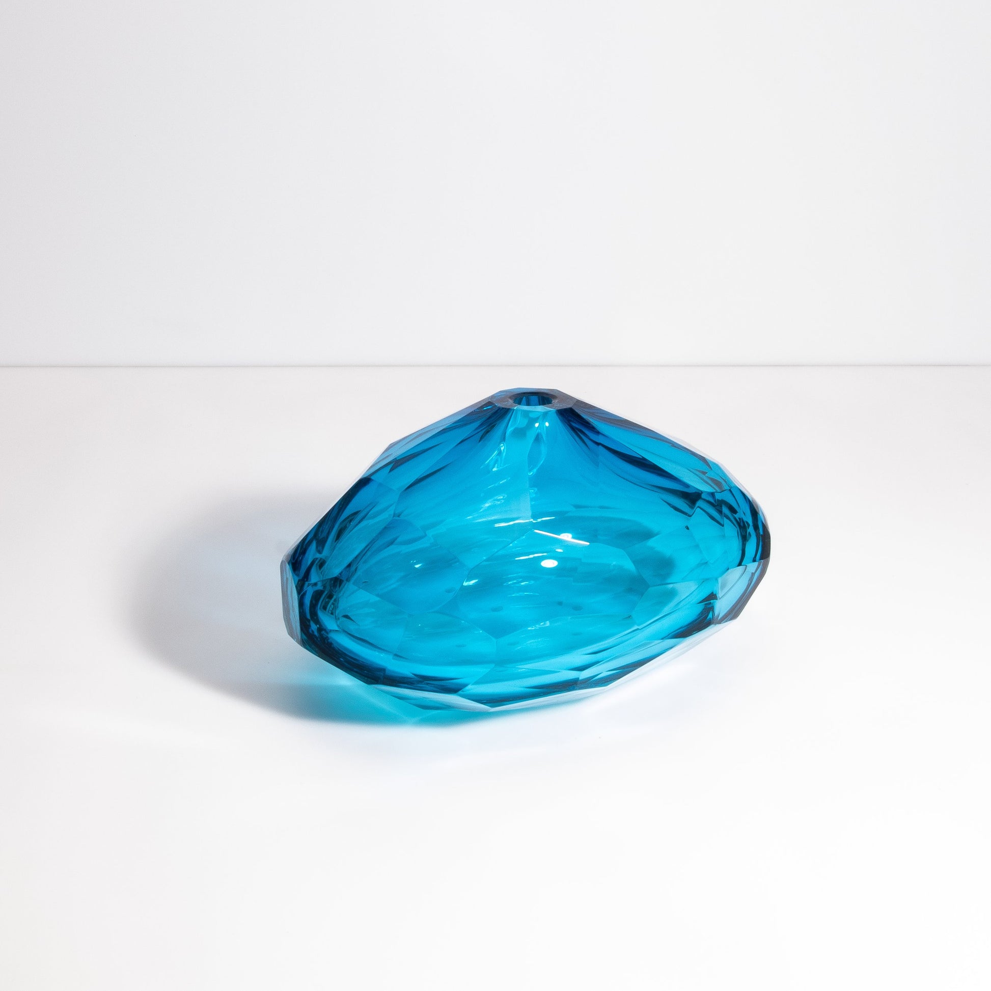 Murano Diamond Vase in Aqua Blue