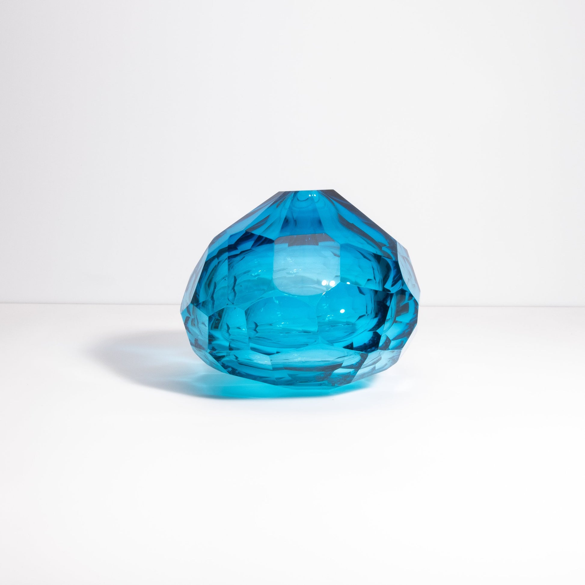 Murano Diamond Vase in Aqua Blue