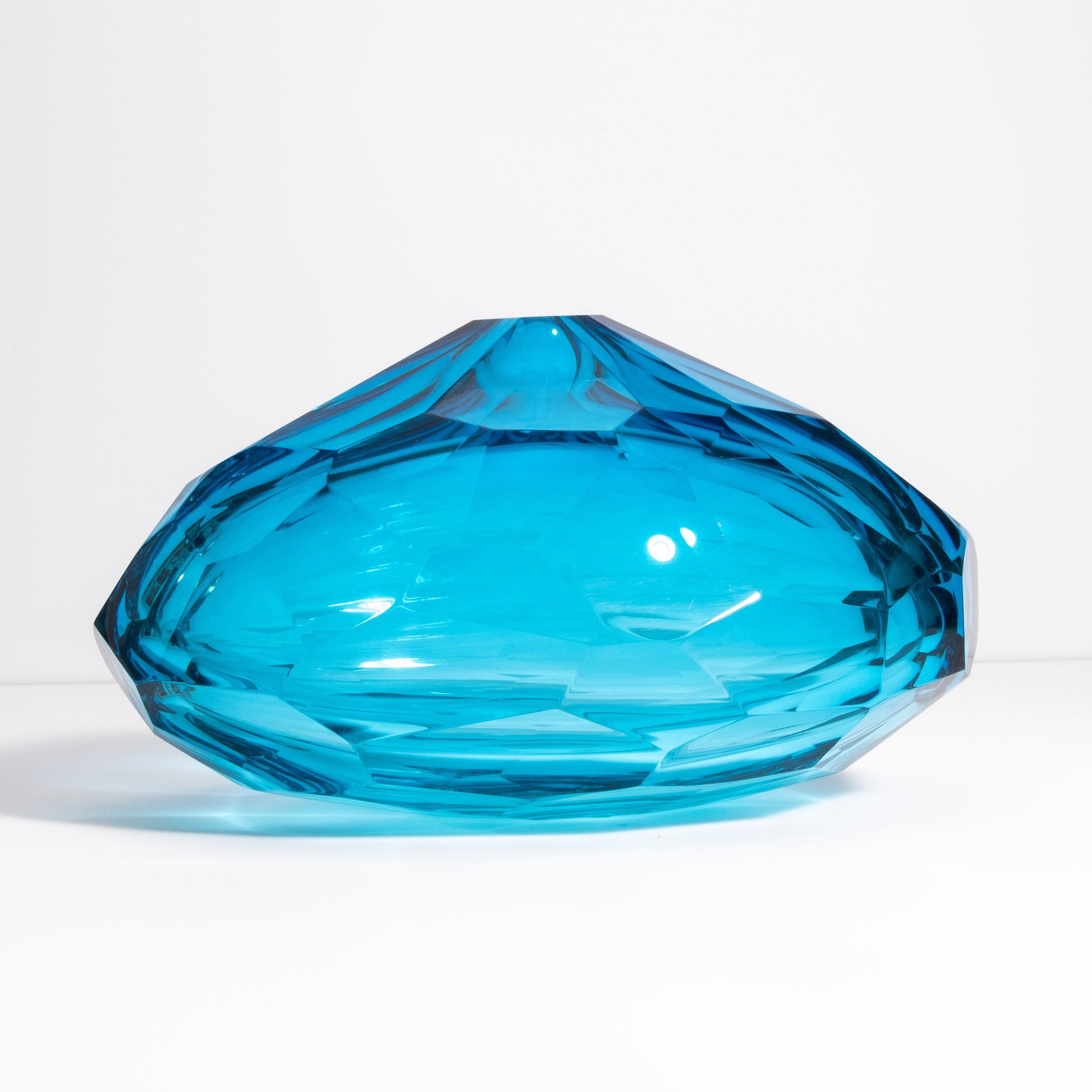Murano Diamond Vase in Aqua Blue