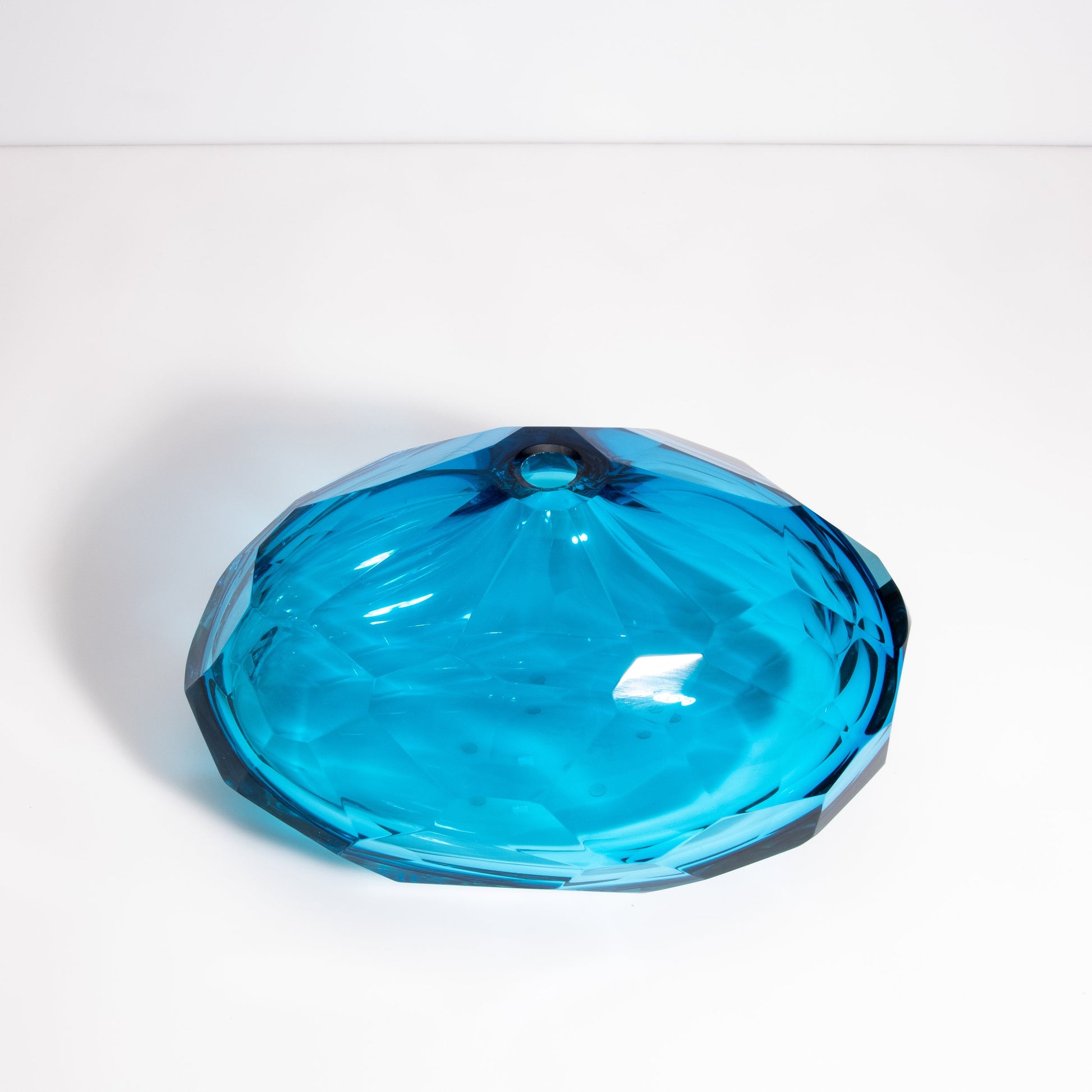 Murano Diamond Vase in Aqua Blue
