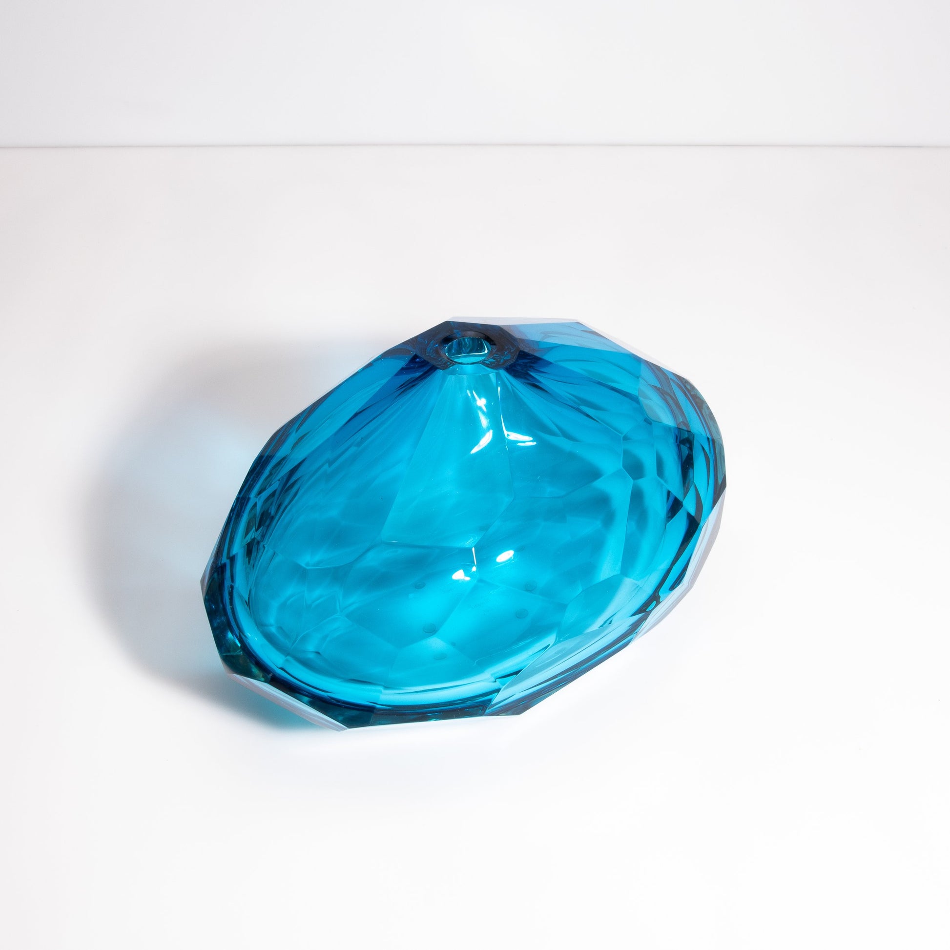 Murano Diamond Vase in Aqua Blue