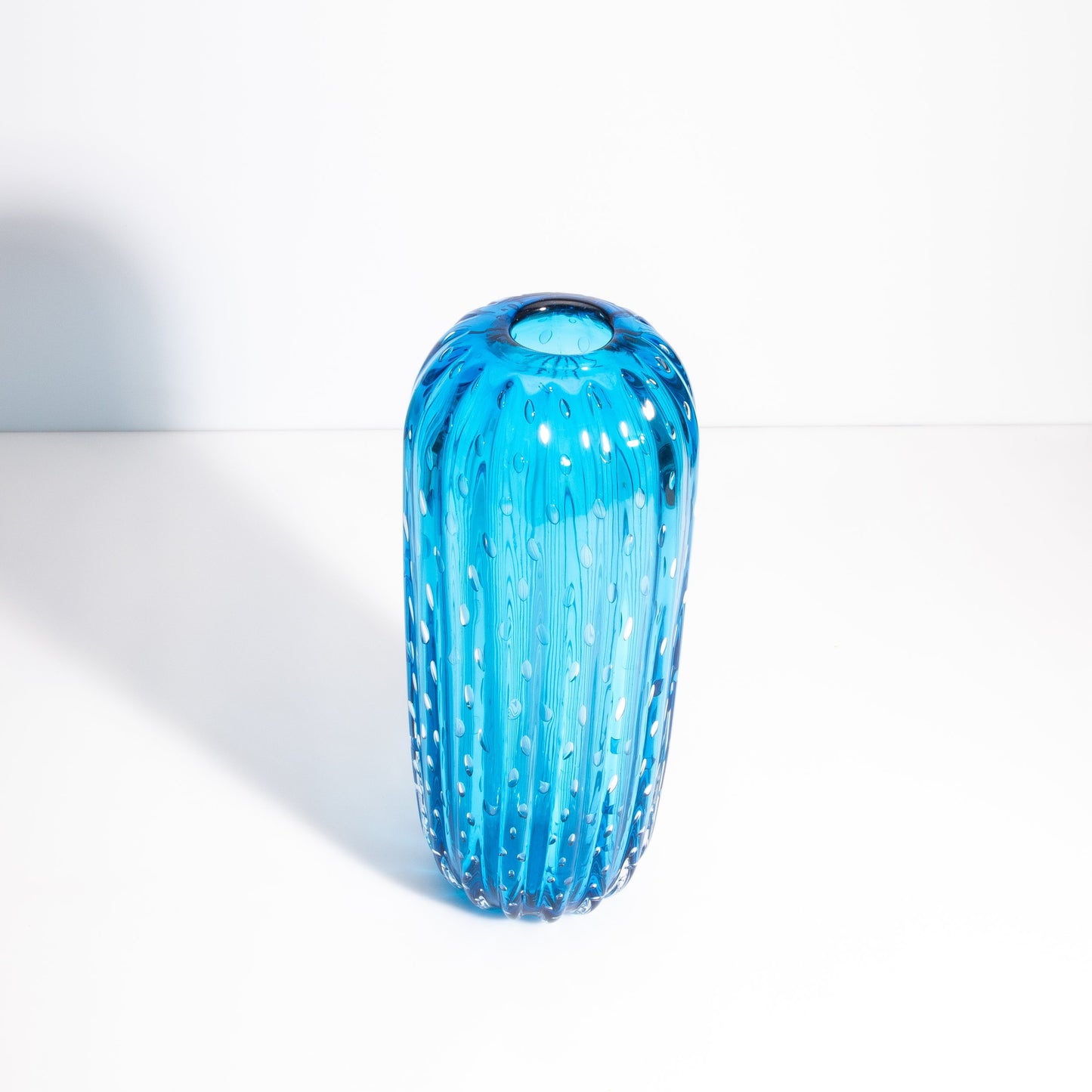Murano Cactus Vase in Lagoon Blue