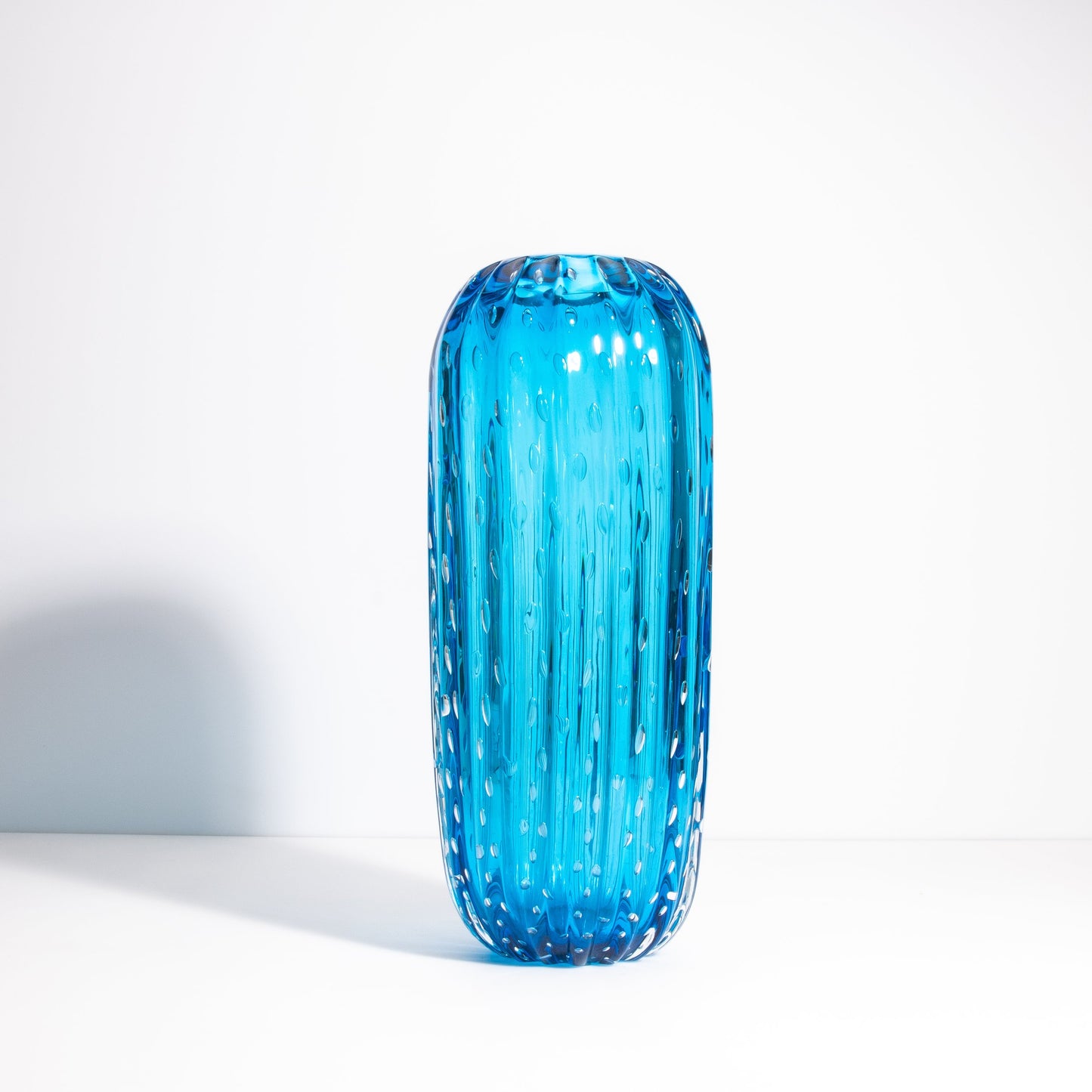 Murano Cactus Vase in Lagoon Blue