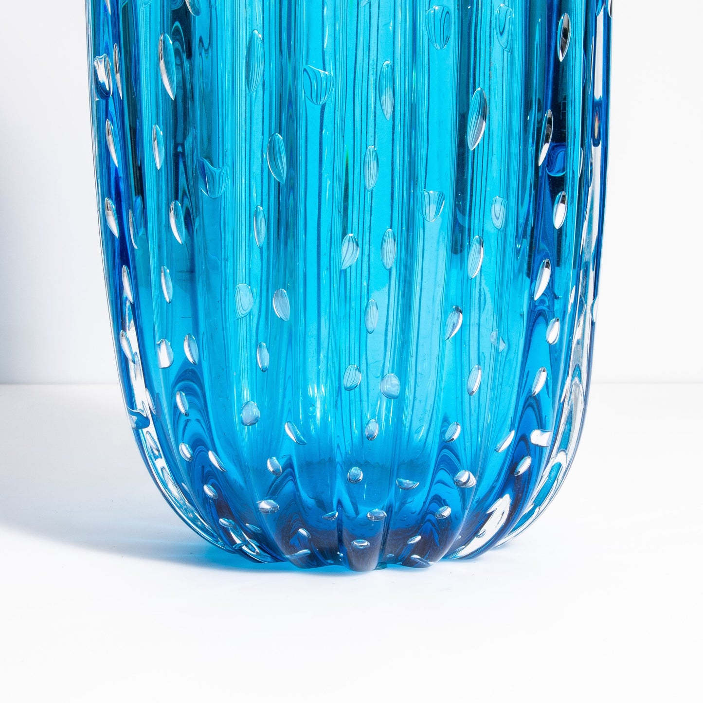 Murano Cactus Vase in Lagoon Blue
