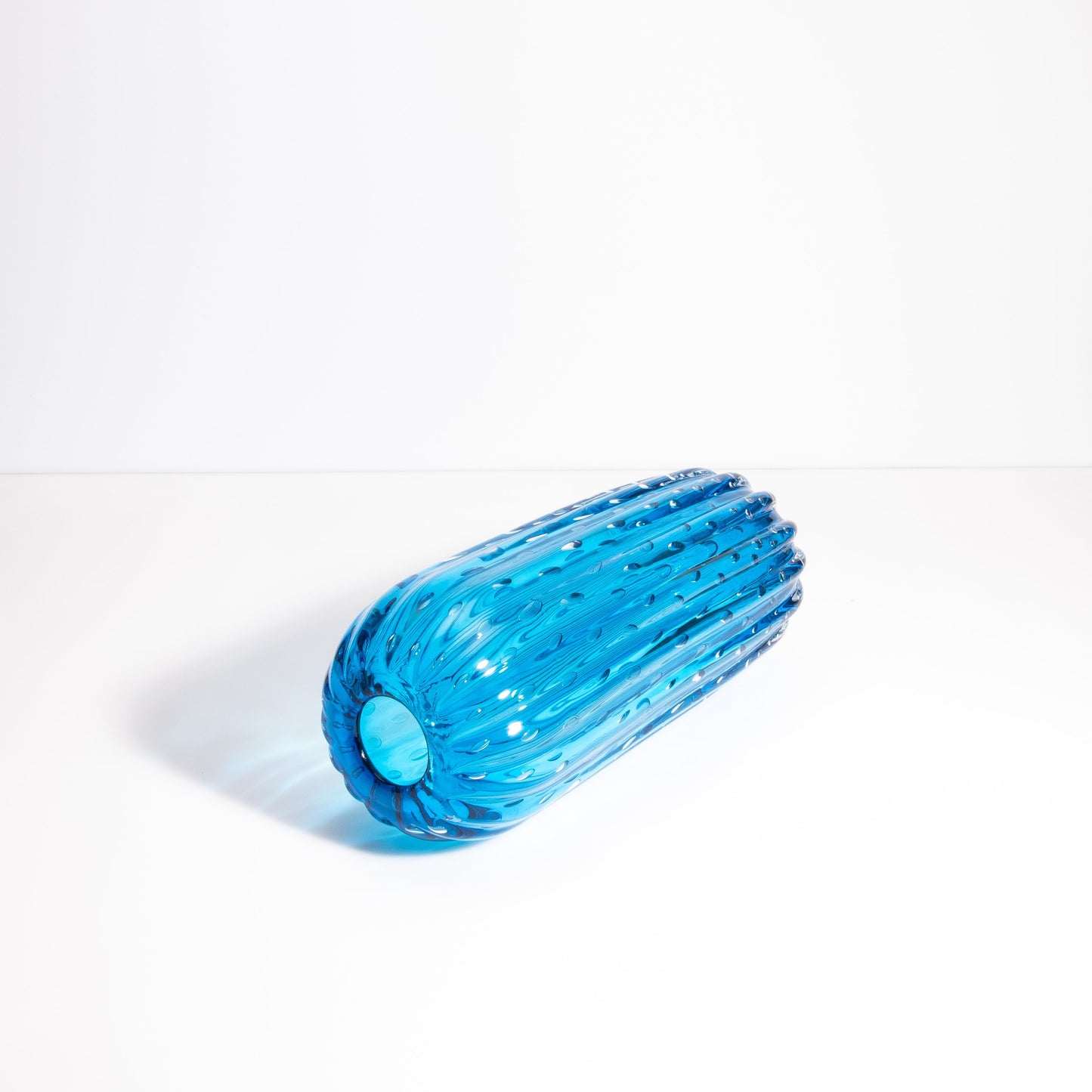Murano Cactus Vase in Lagoon Blue