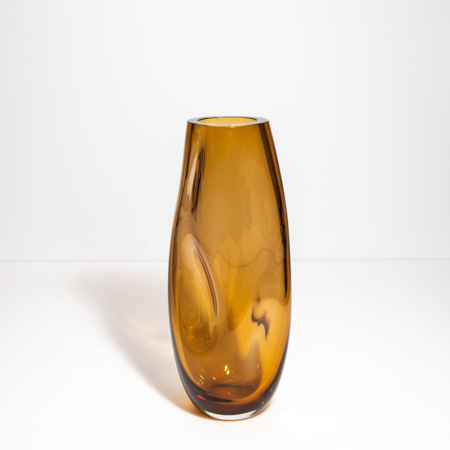 Murano Indented Vase in Amber
