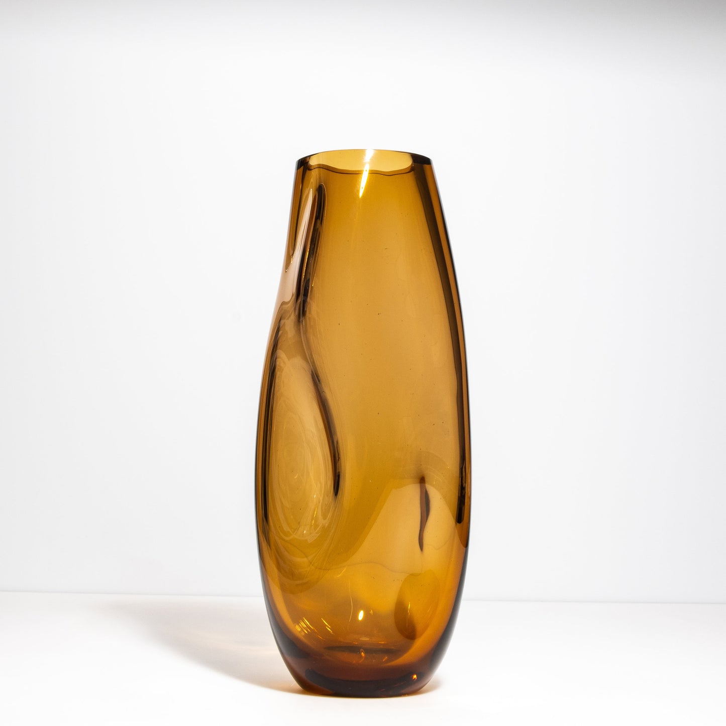 Murano Indented Vase in Amber