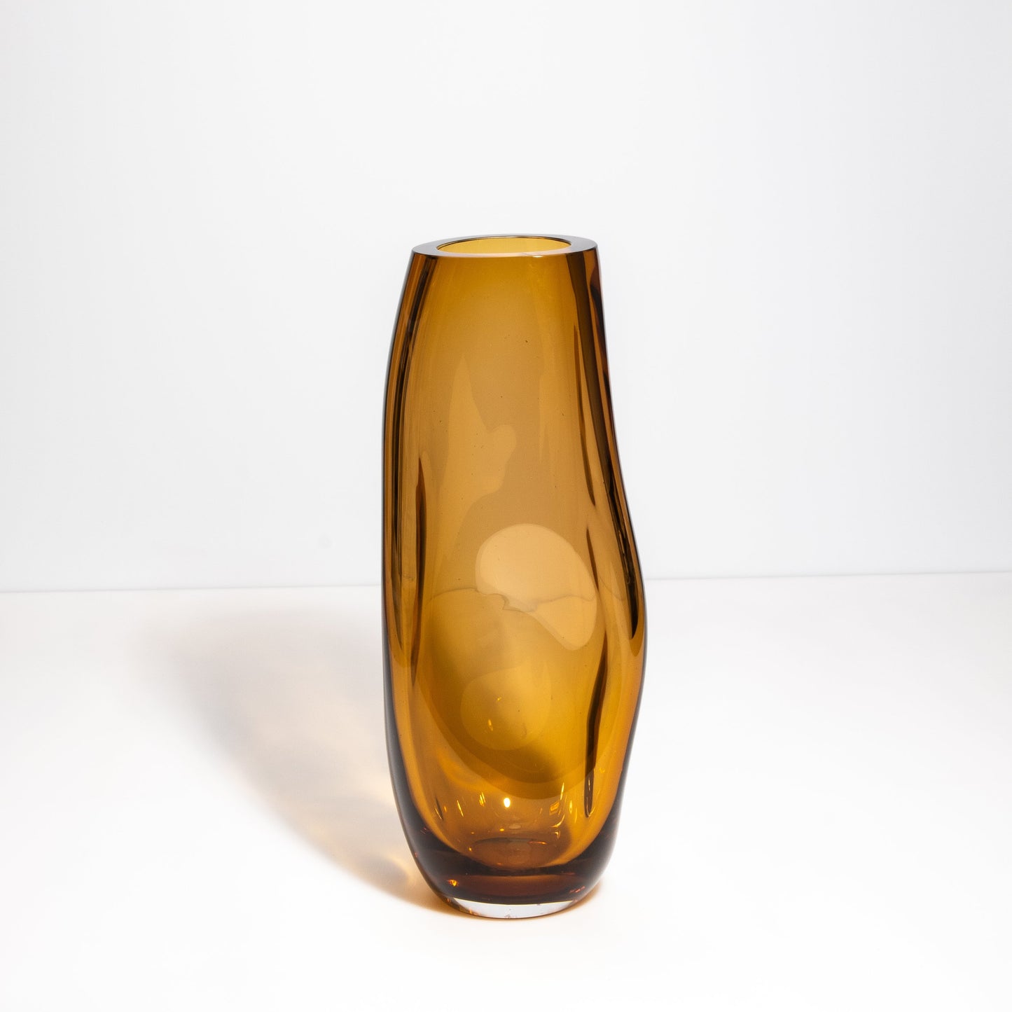 Murano Indented Vase in Amber