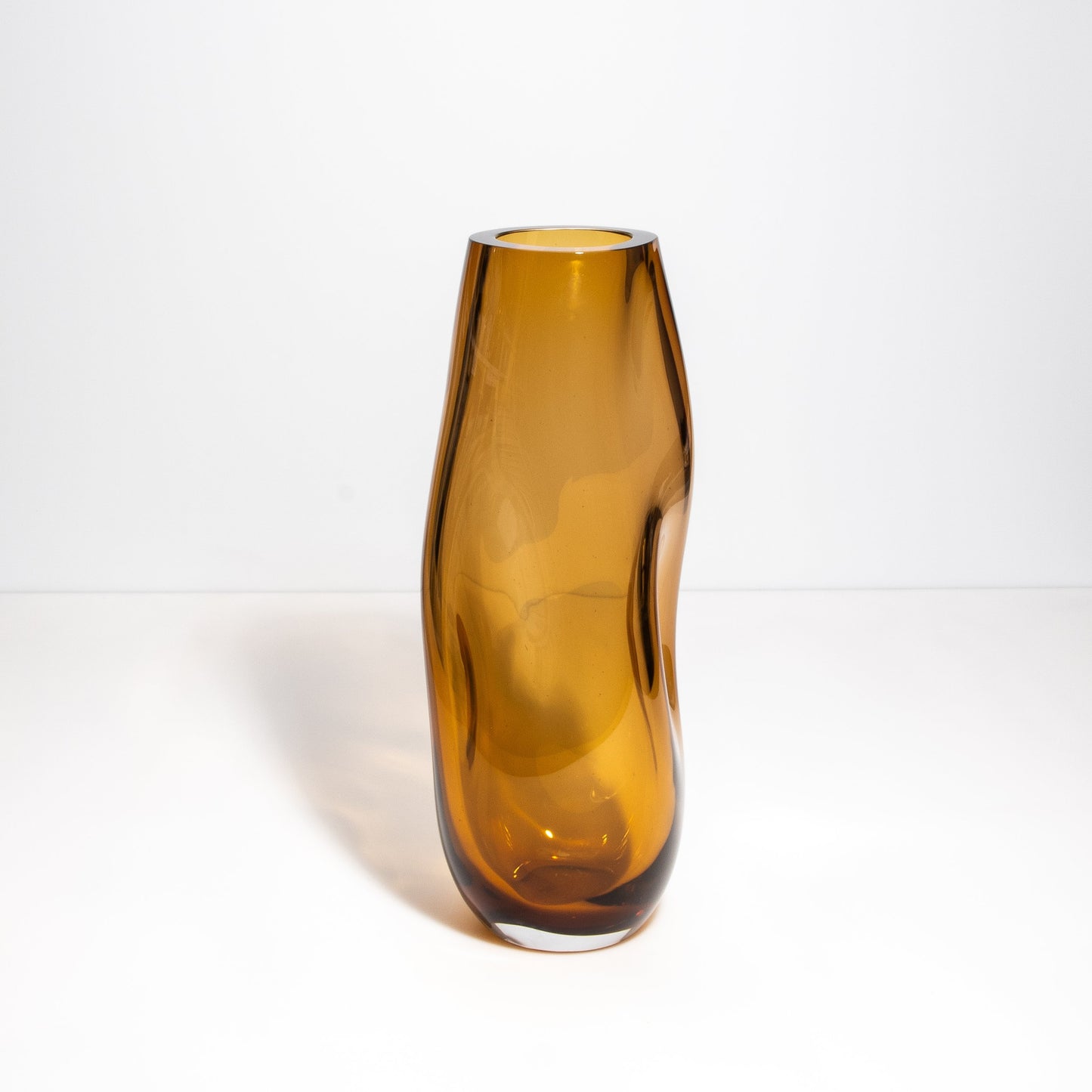 Murano Indented Vase in Amber