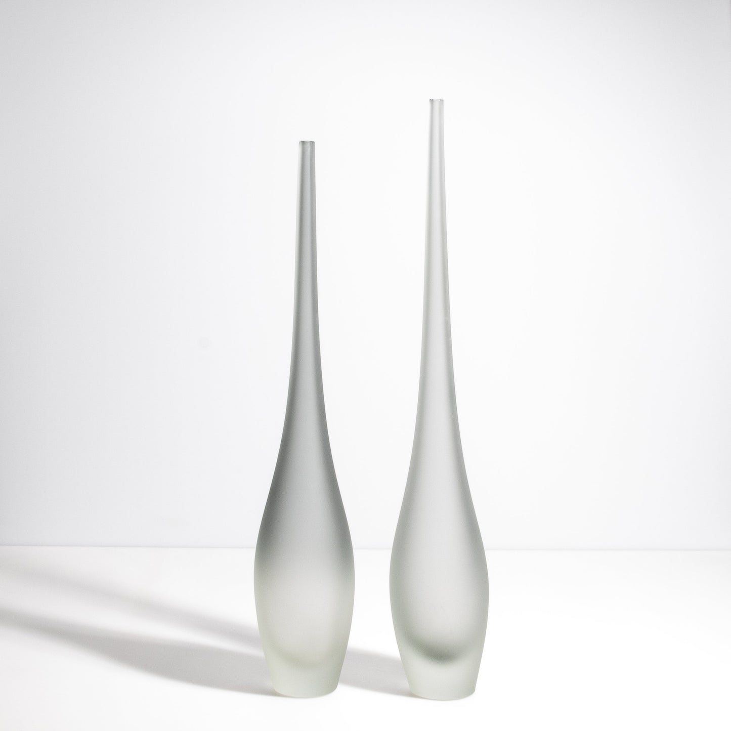 Set of 2 Murano Flute Vases in Grey