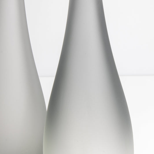 Set of 2 Murano Flute Vases in Grey