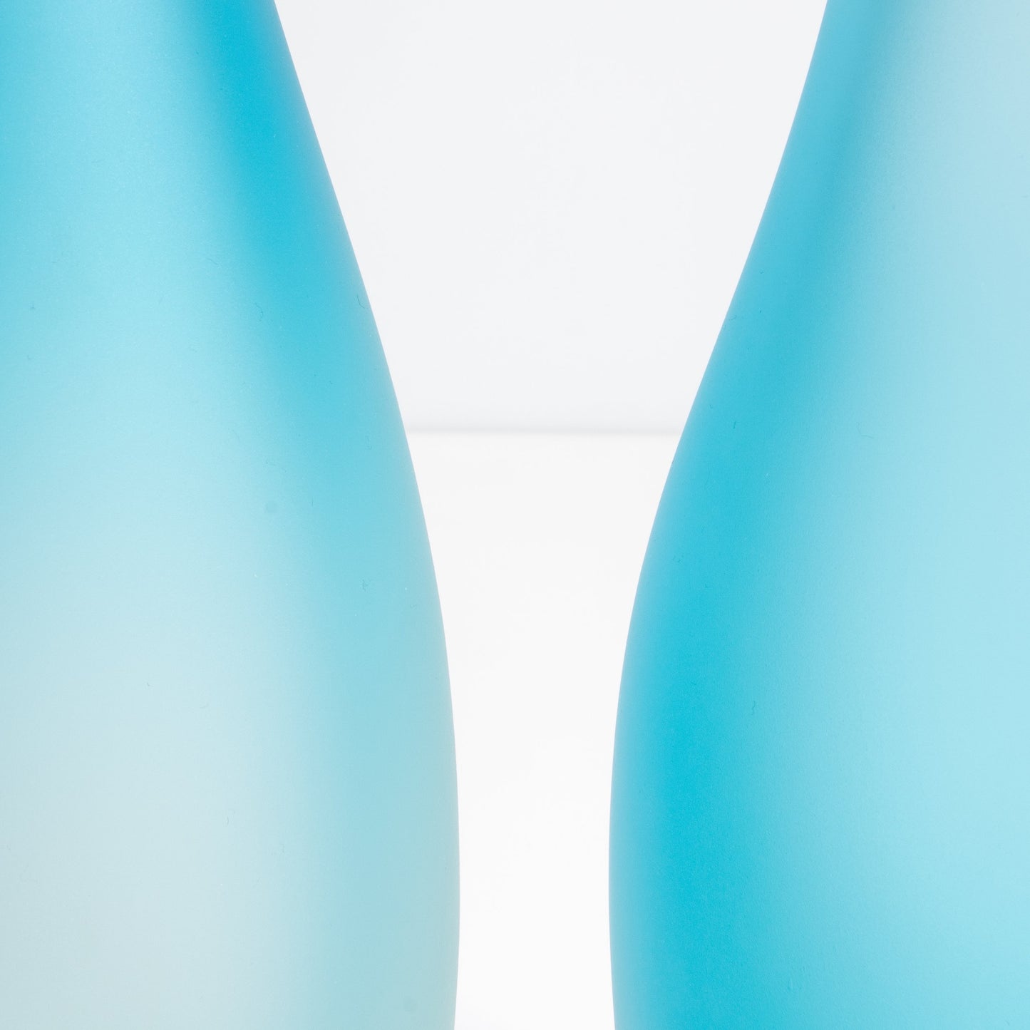 Set of 2 Murano Flute Vases in Aquamarine