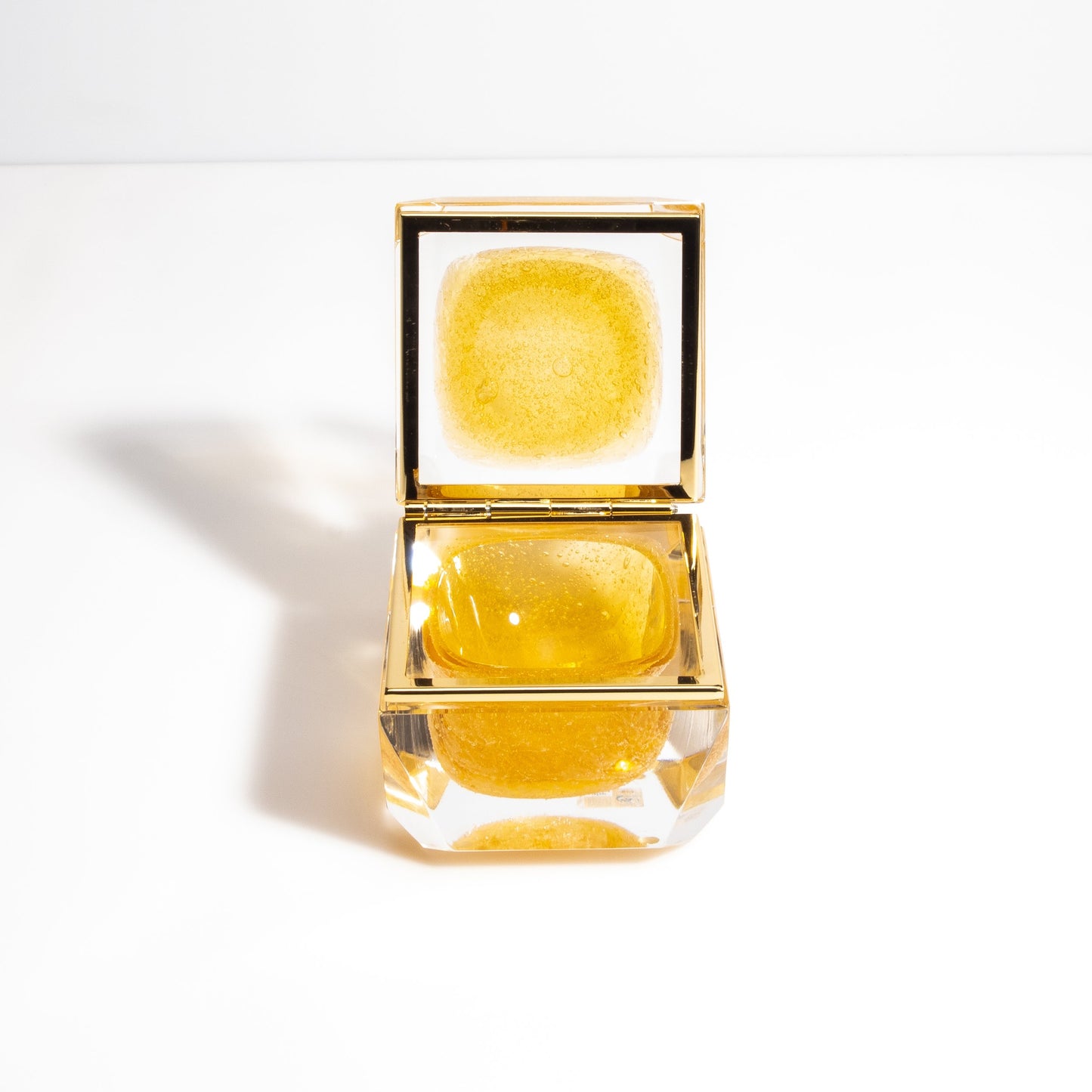 Murano Box with Bubbles and Brass Fittings in Amber