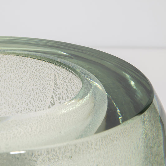 Murano Sphere Vase in Clear with Silver Flecks