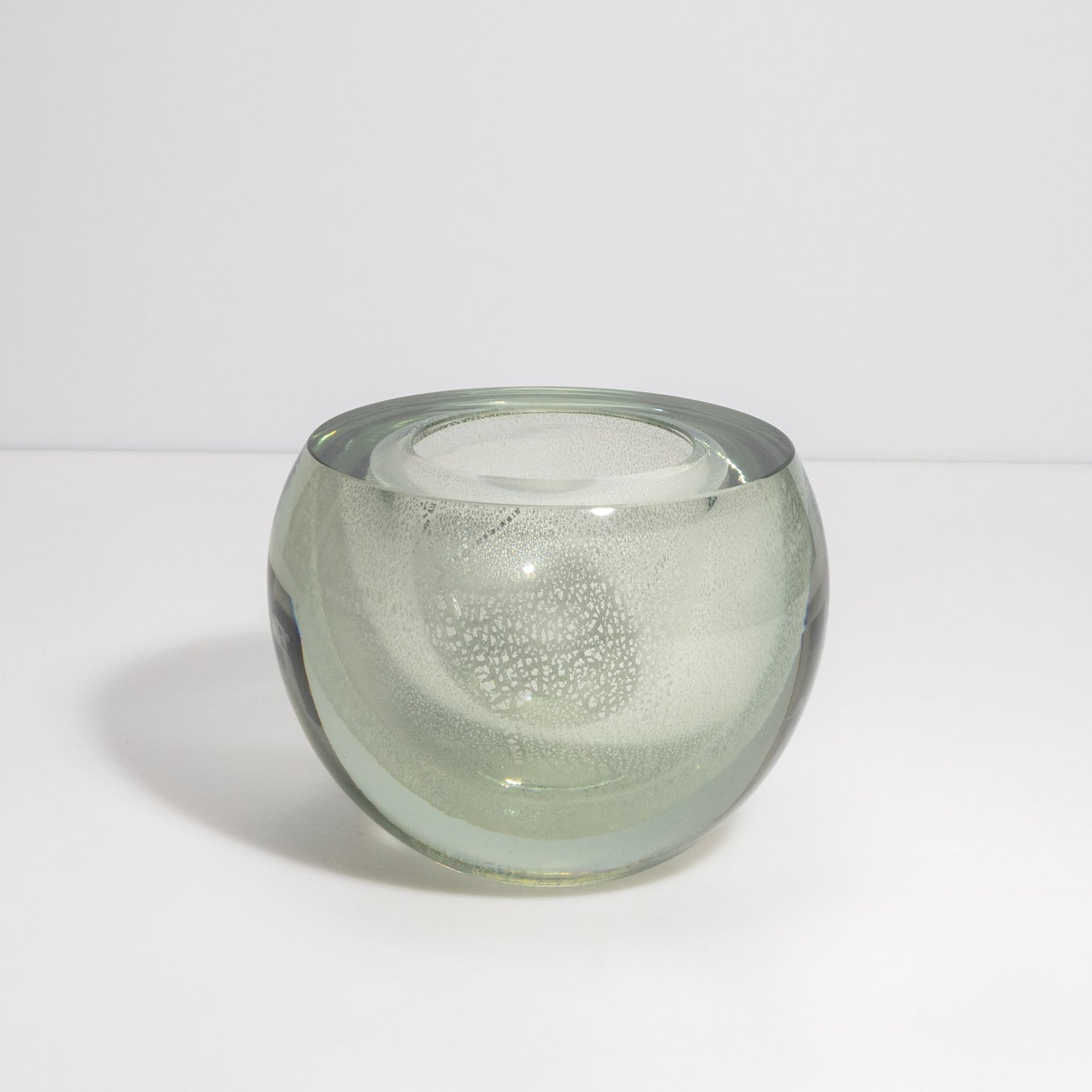 Murano Sphere Vase in Clear with Silver Flecks