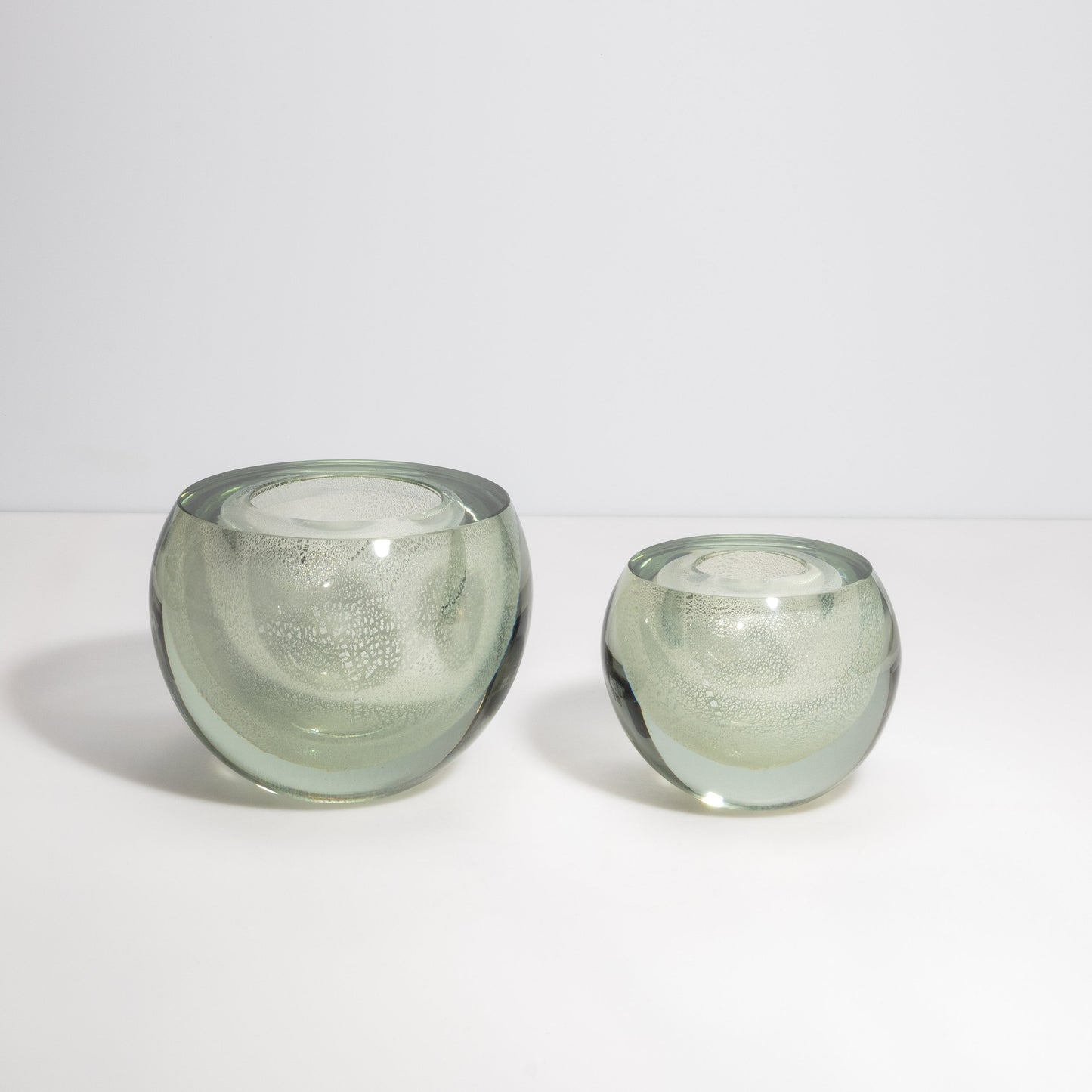Murano Sphere Vase in Clear with Silver Flecks