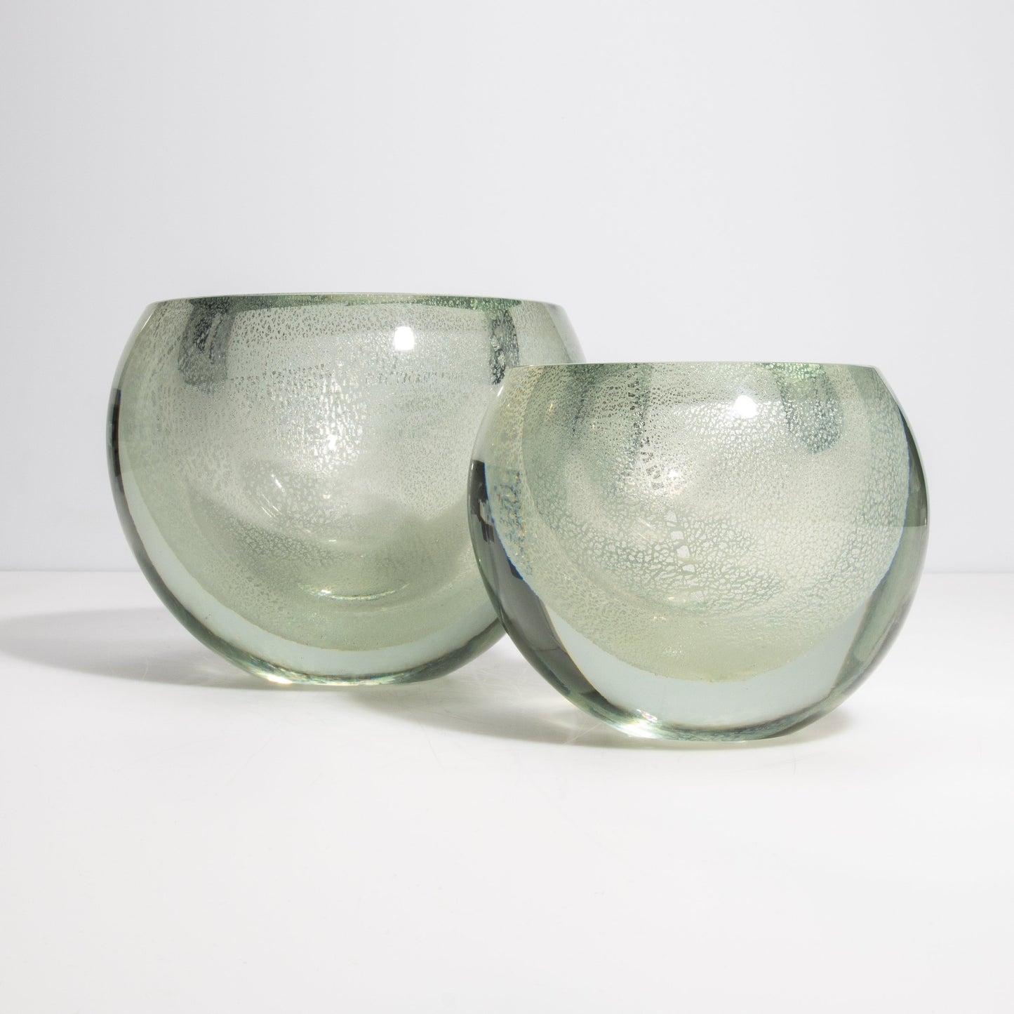 Murano Sphere Vase in Clear with Silver Flecks
