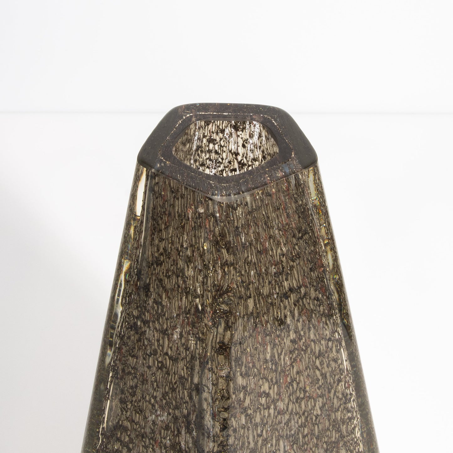 Murano Pentagonal Vase in Clear with Brass Flecks