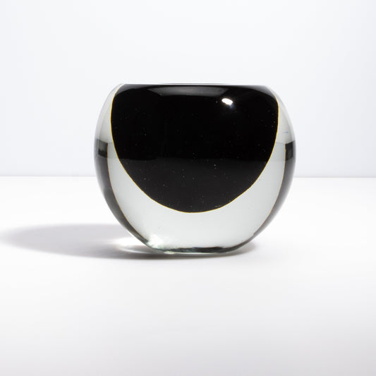 Murano Vase Sphere in Clear with Onyx Black