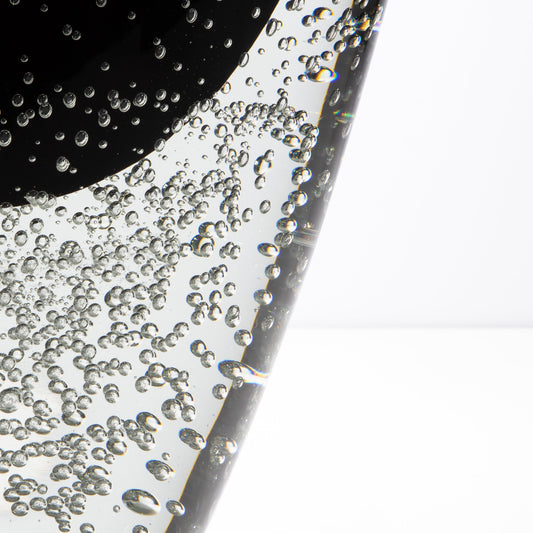 Murano Massiccio Vase with Bubbles in Black Onyx and Clear