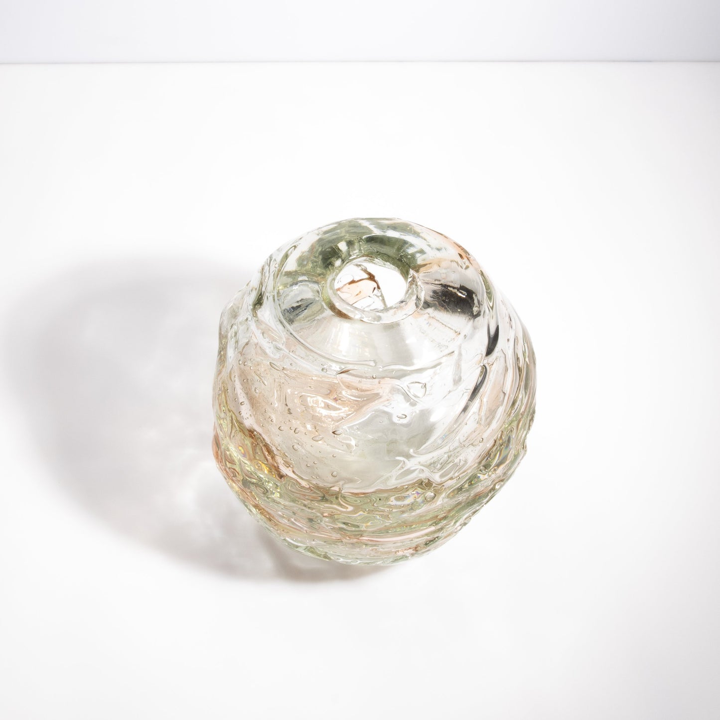 Murano Globe Vase in Clear with a Hint of Rose