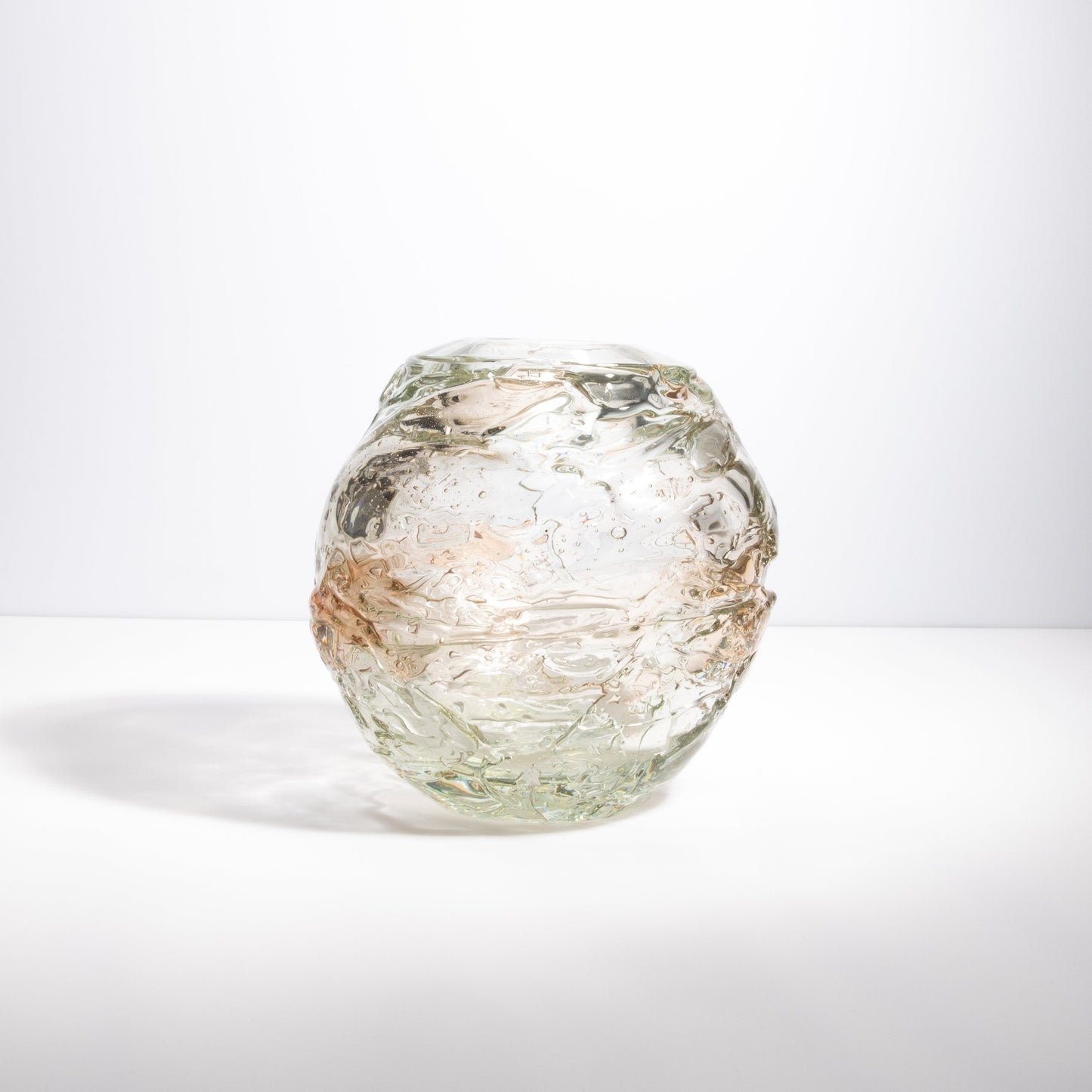 Murano Globe Vase in Clear with a Hint of Rose