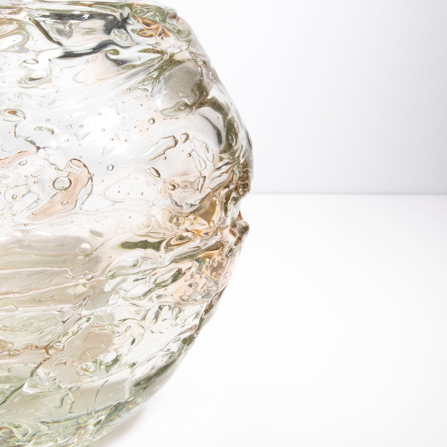 Murano Globe Vase in Clear with a Hint of Rose
