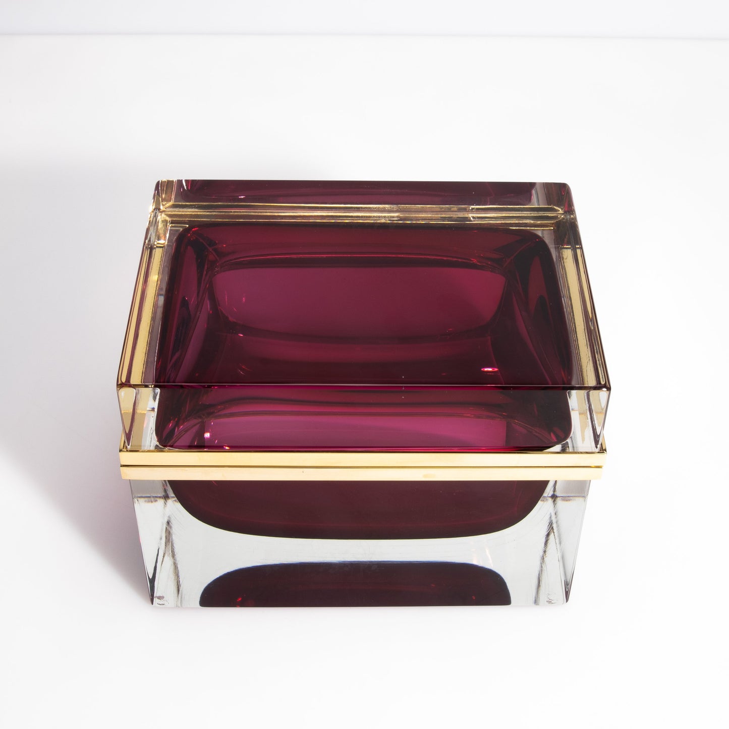 Murano Box with Brass Fittings in Ruby