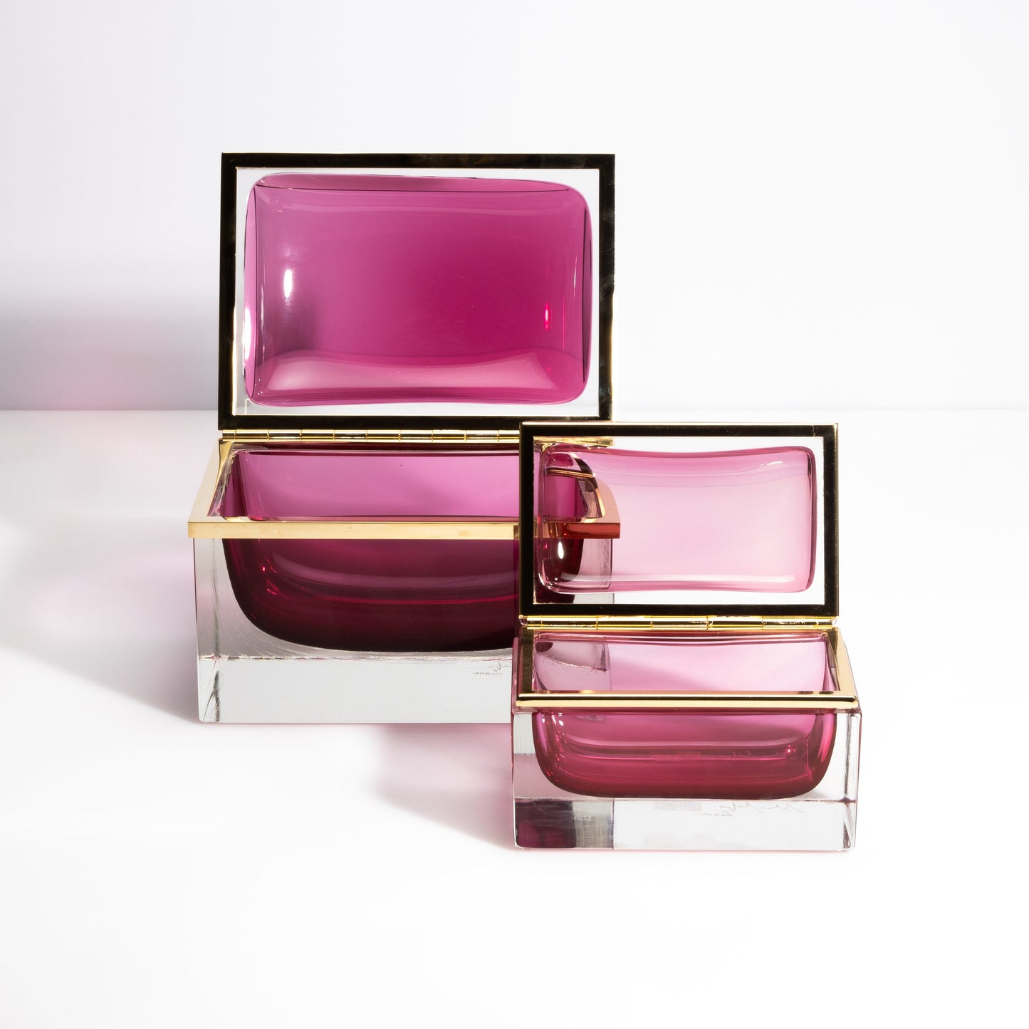 Murano Box with Brass Fittings in Ruby