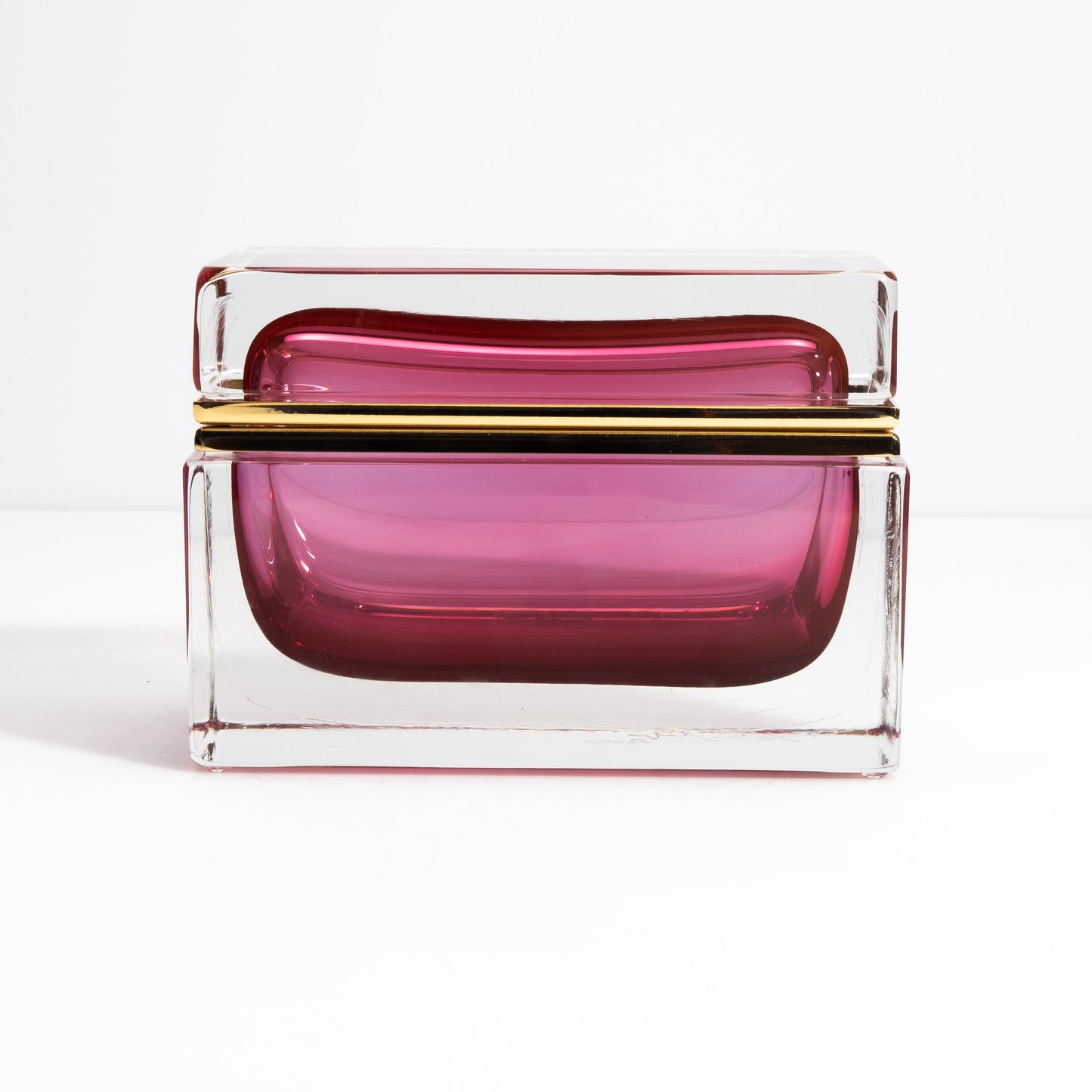 Murano Box with Brass Fittings in Ruby