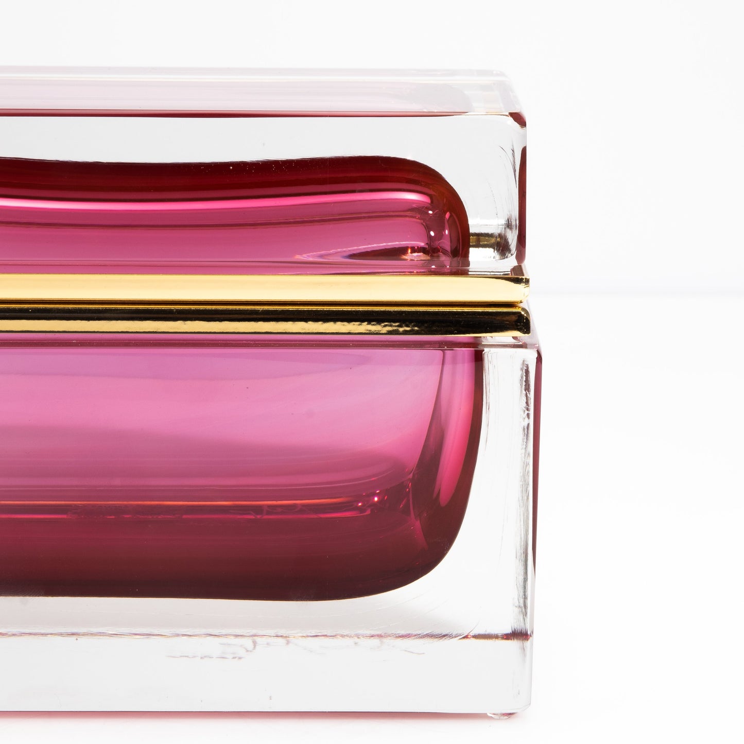 Murano Box with Brass Fittings in Ruby