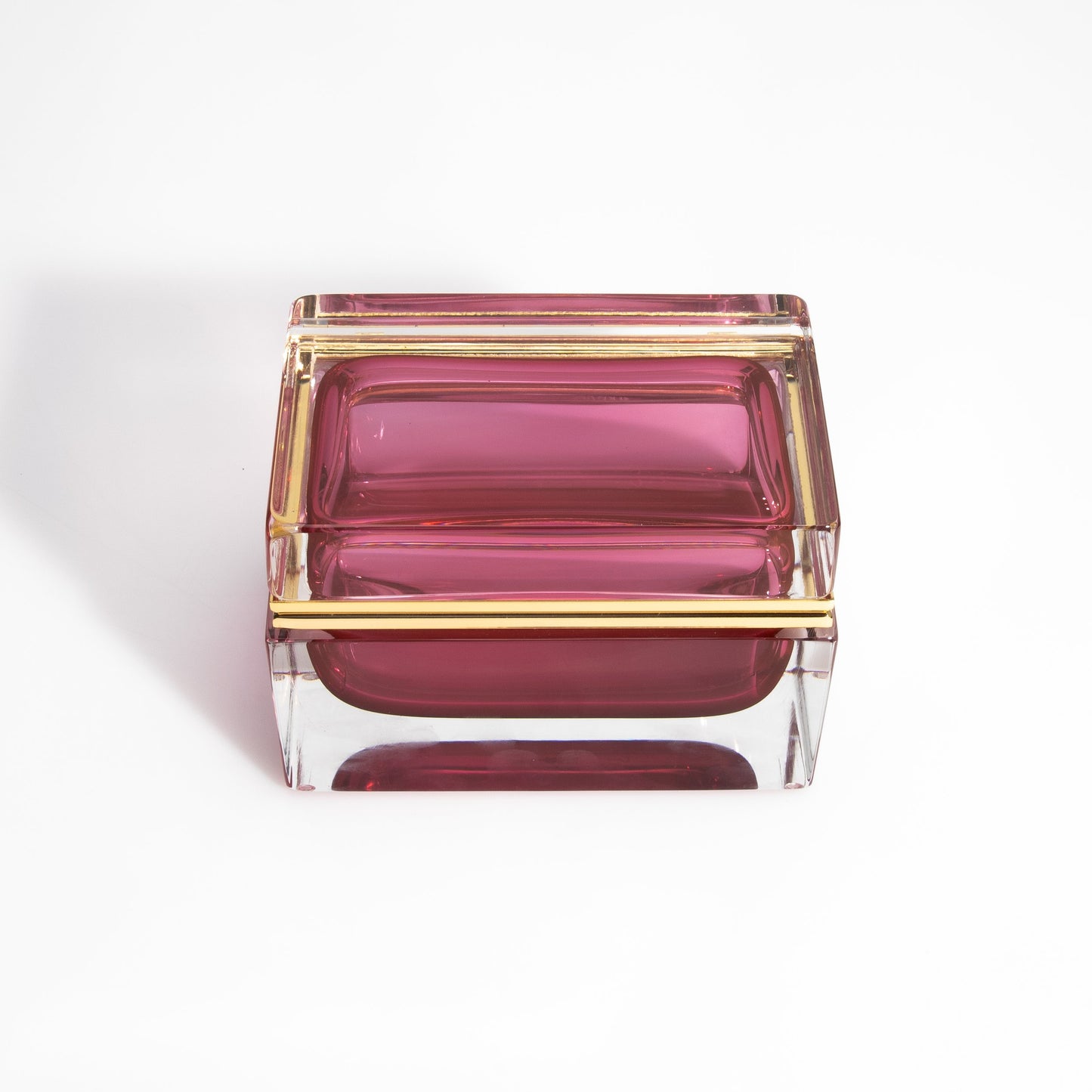 Murano Box with Brass Fittings in Ruby