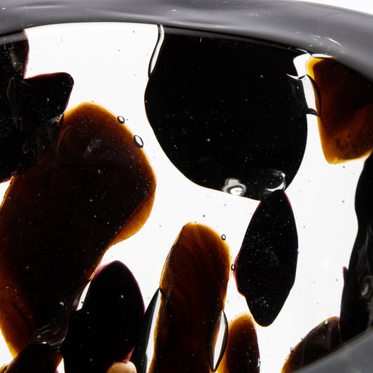 Murano Pollol Vase in Onyx Black and Dark Amber
