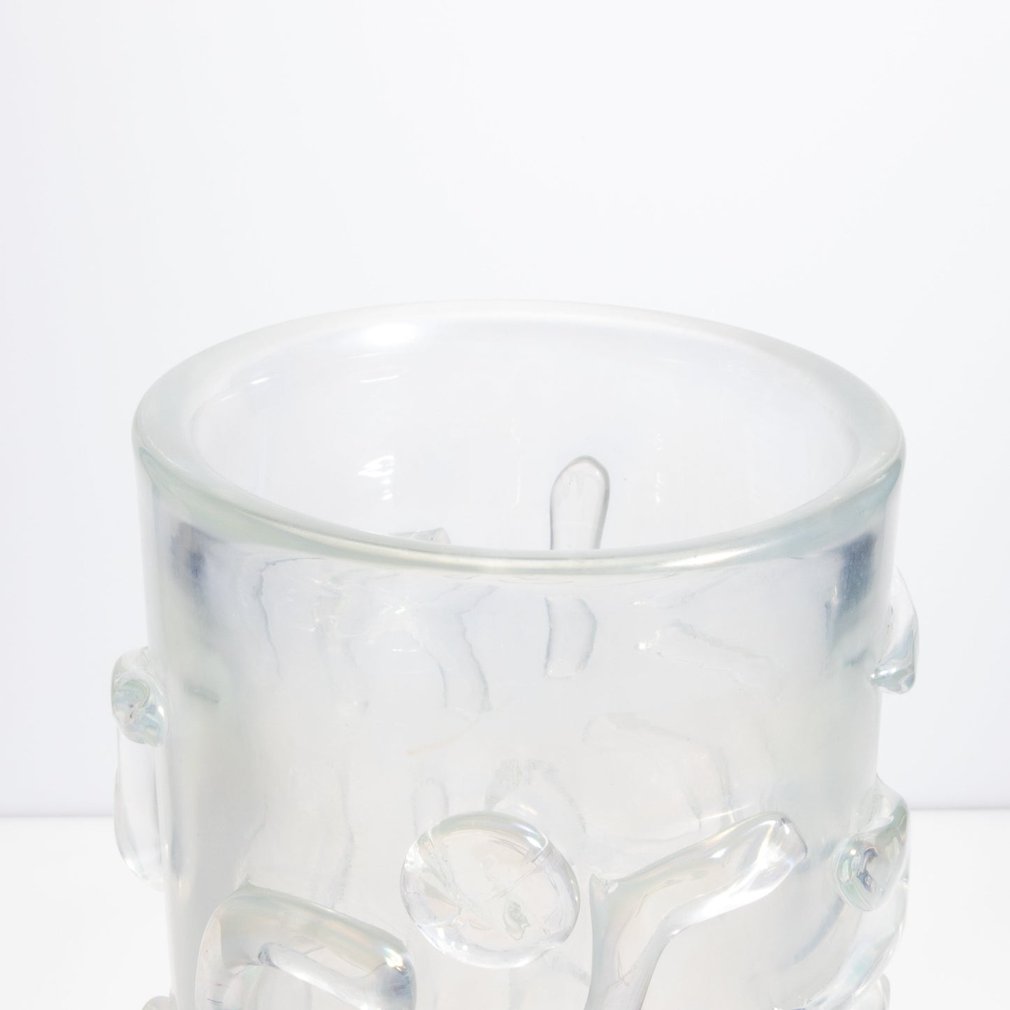 Murano Studded Vase in Frosted Clear