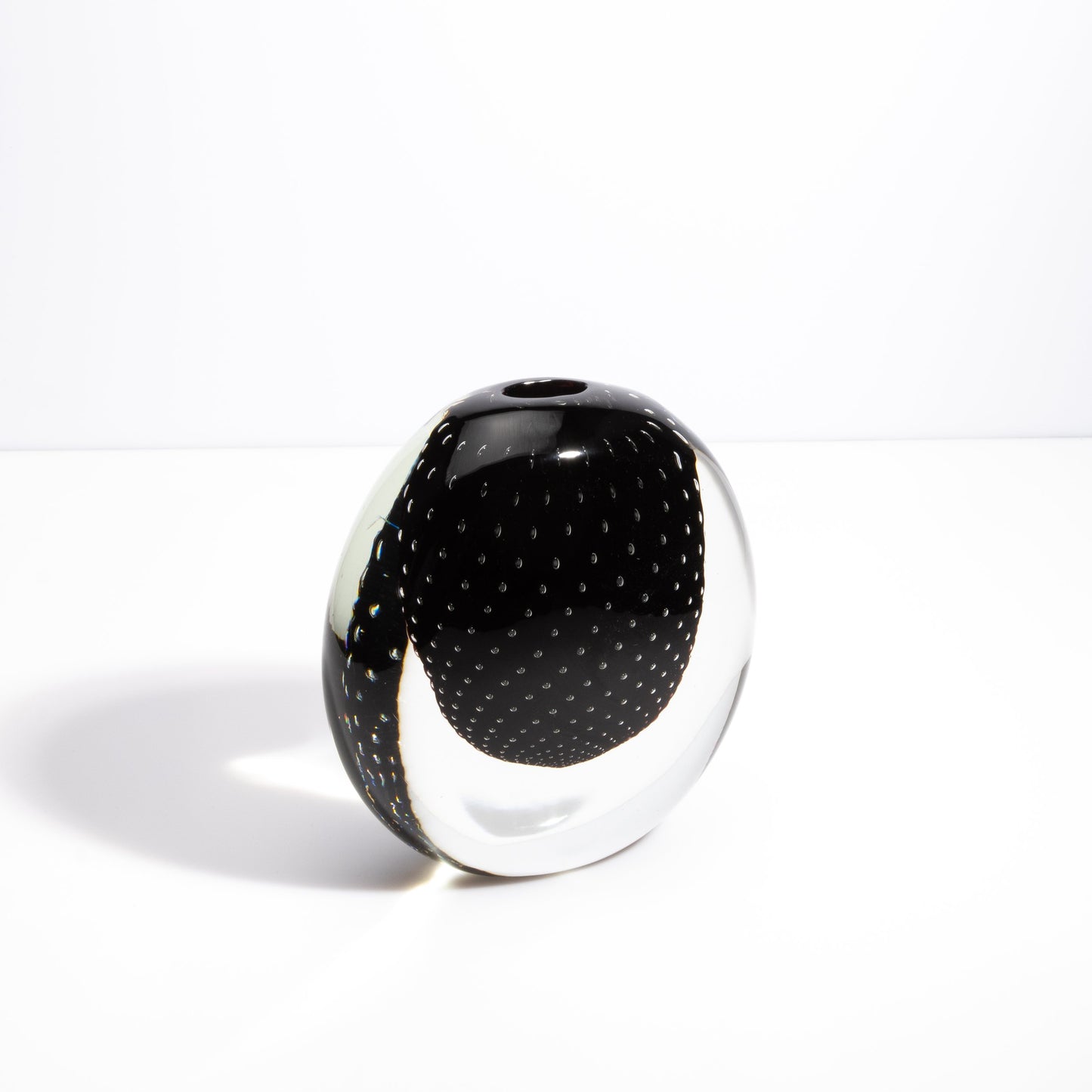 Murano Pois Vase with Bubbles in Black Onyx