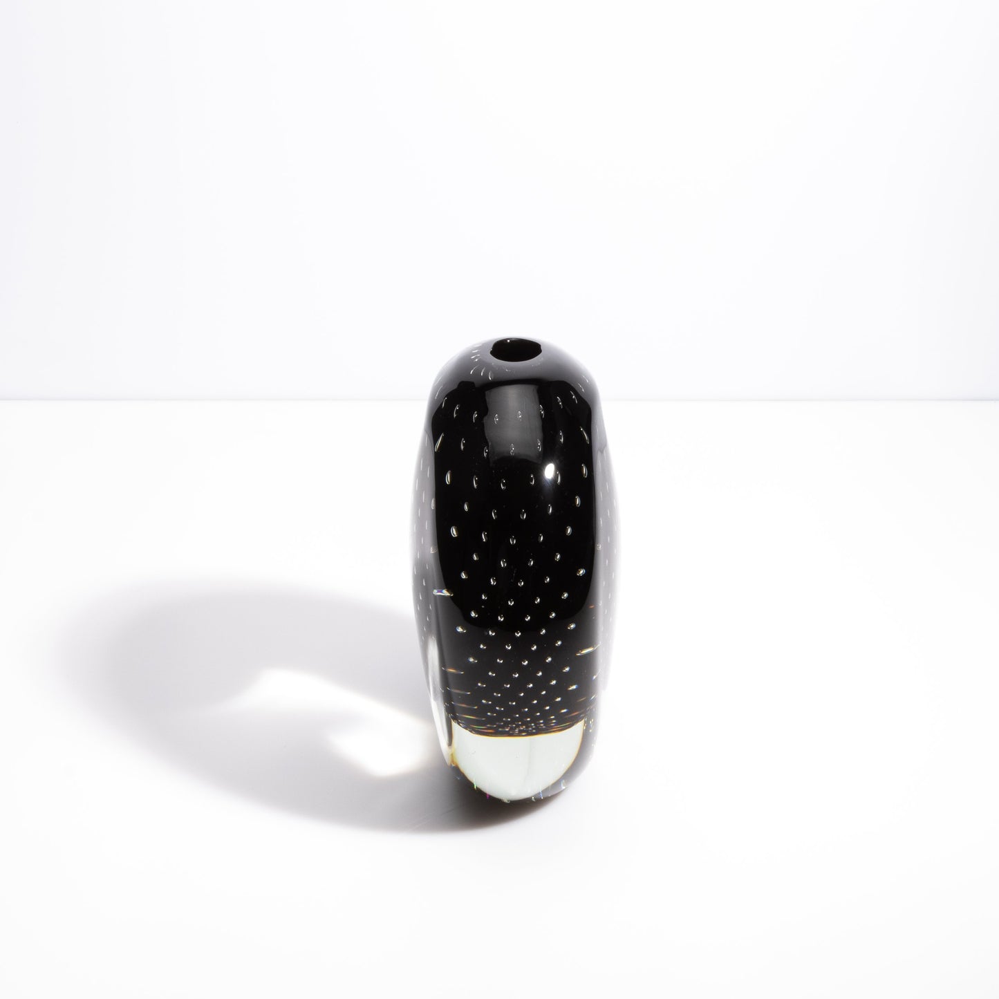 Murano Pois Vase with Bubbles in Black Onyx