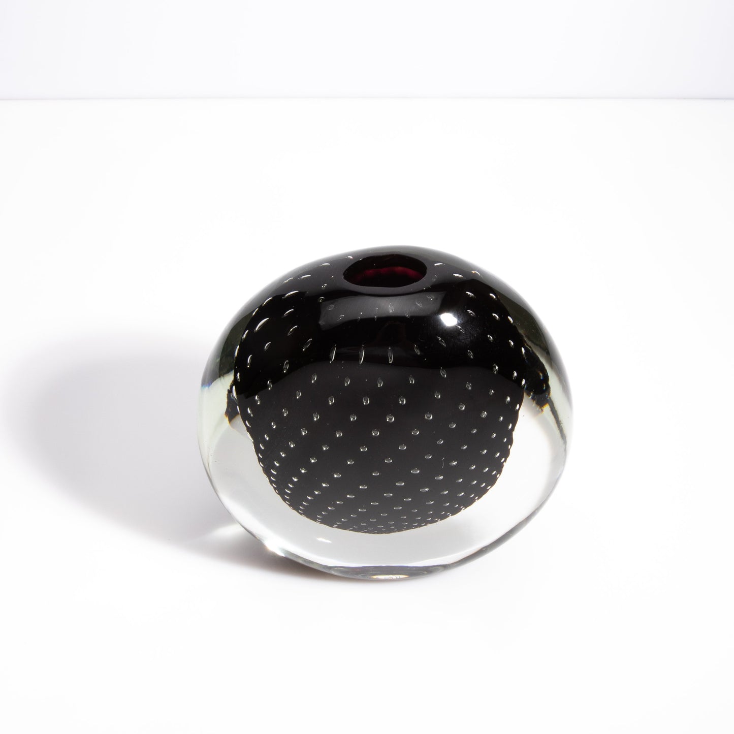 Murano Pois Vase with Bubbles in Black Onyx