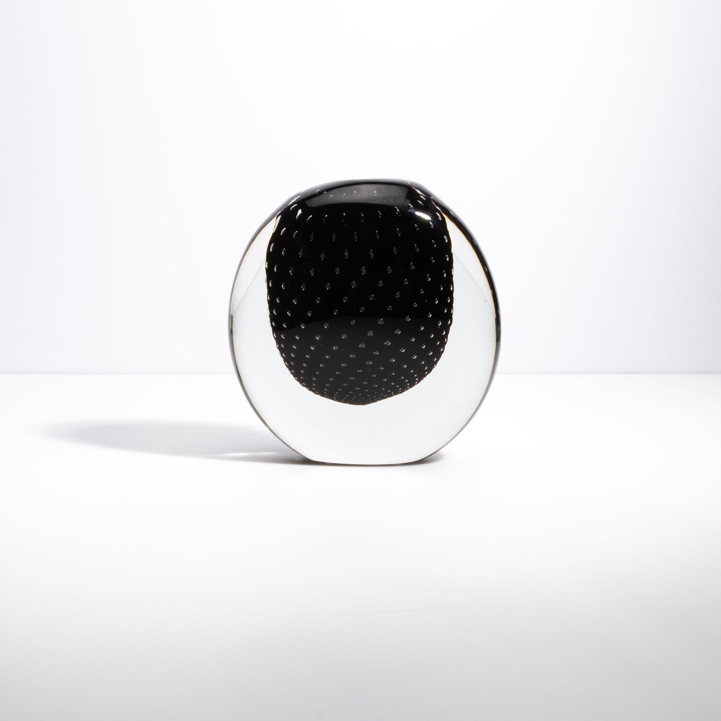 Murano Pois Vase with Bubbles in Black Onyx