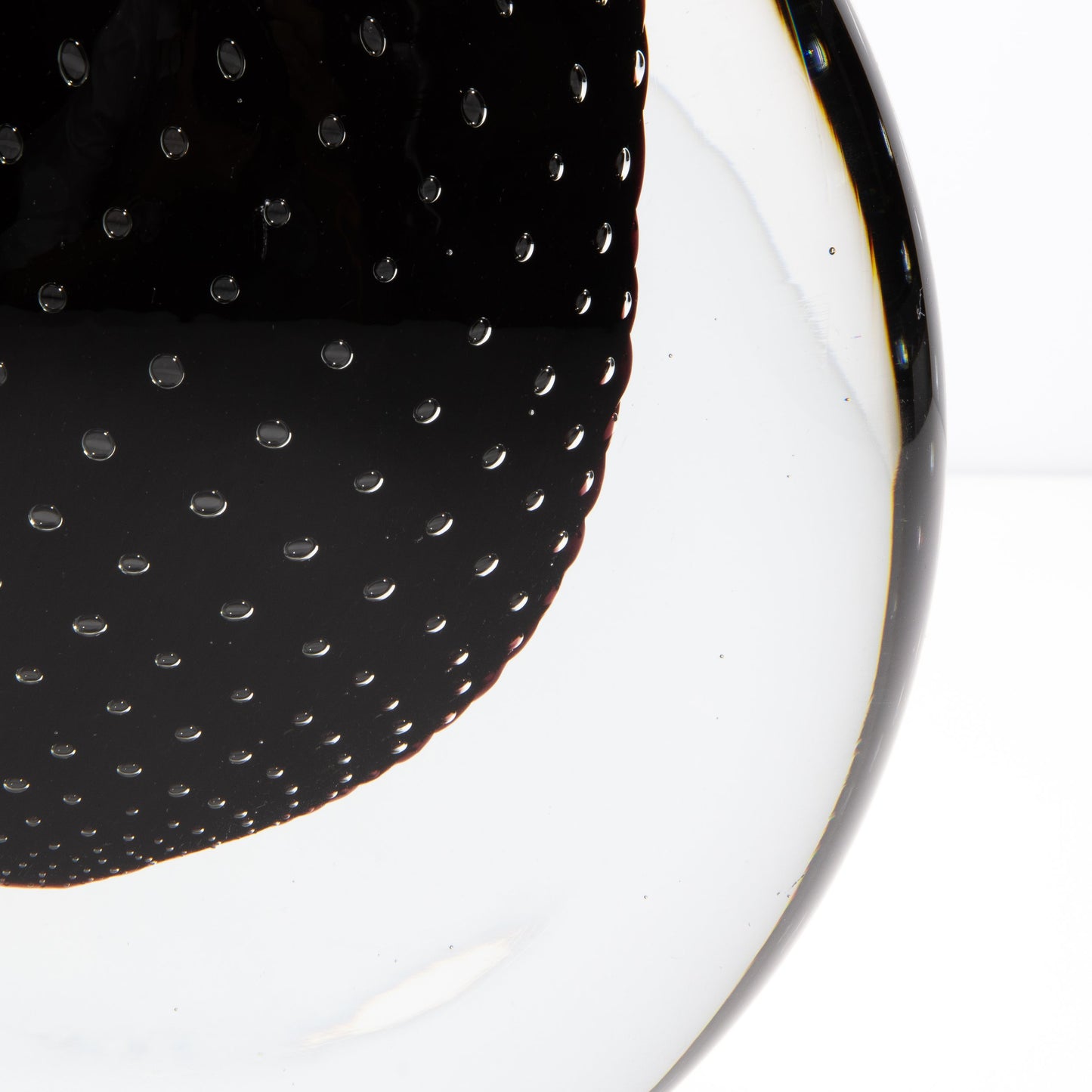 Murano Pois Vase with Bubbles in Black Onyx