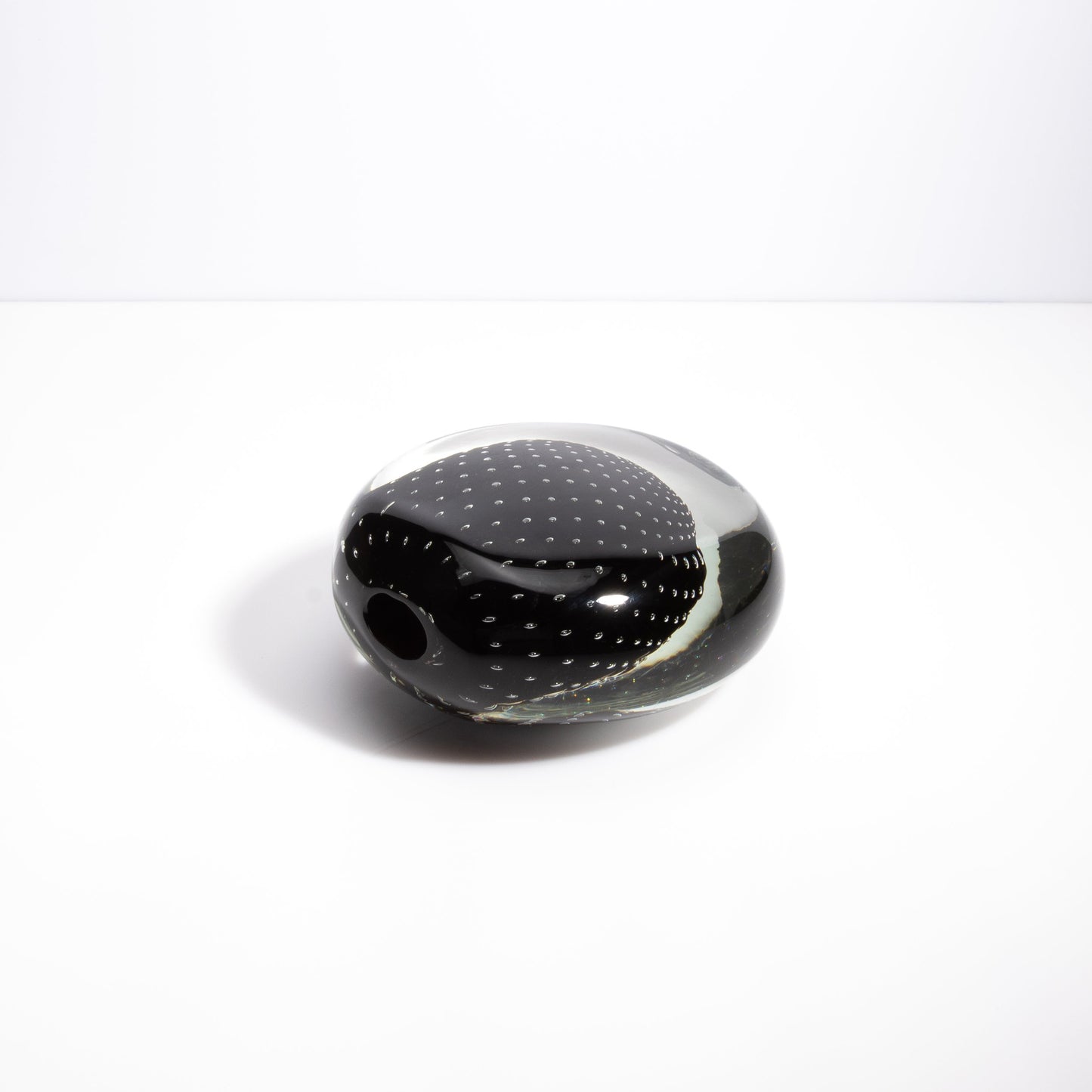 Murano Pois Vase with Bubbles in Black Onyx