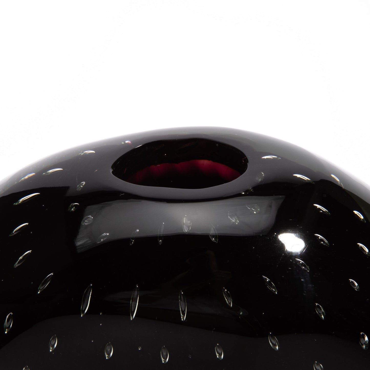 Murano Pois Vase with Bubbles in Black Onyx