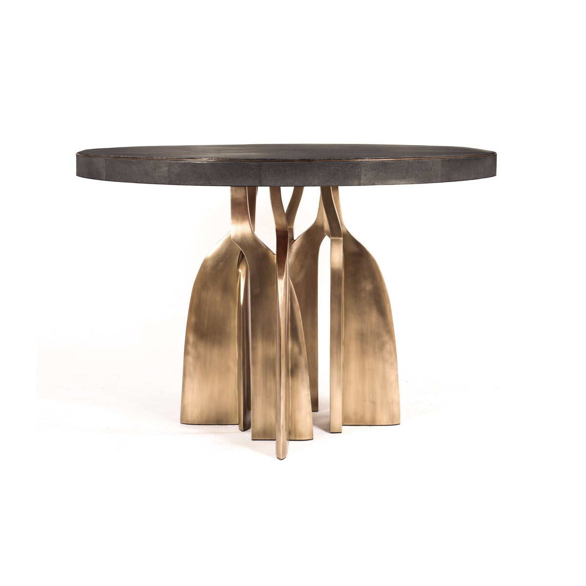 Chital Breakfast Table in Black Shagreen and Bronze Patina Brass by Kifu Paris