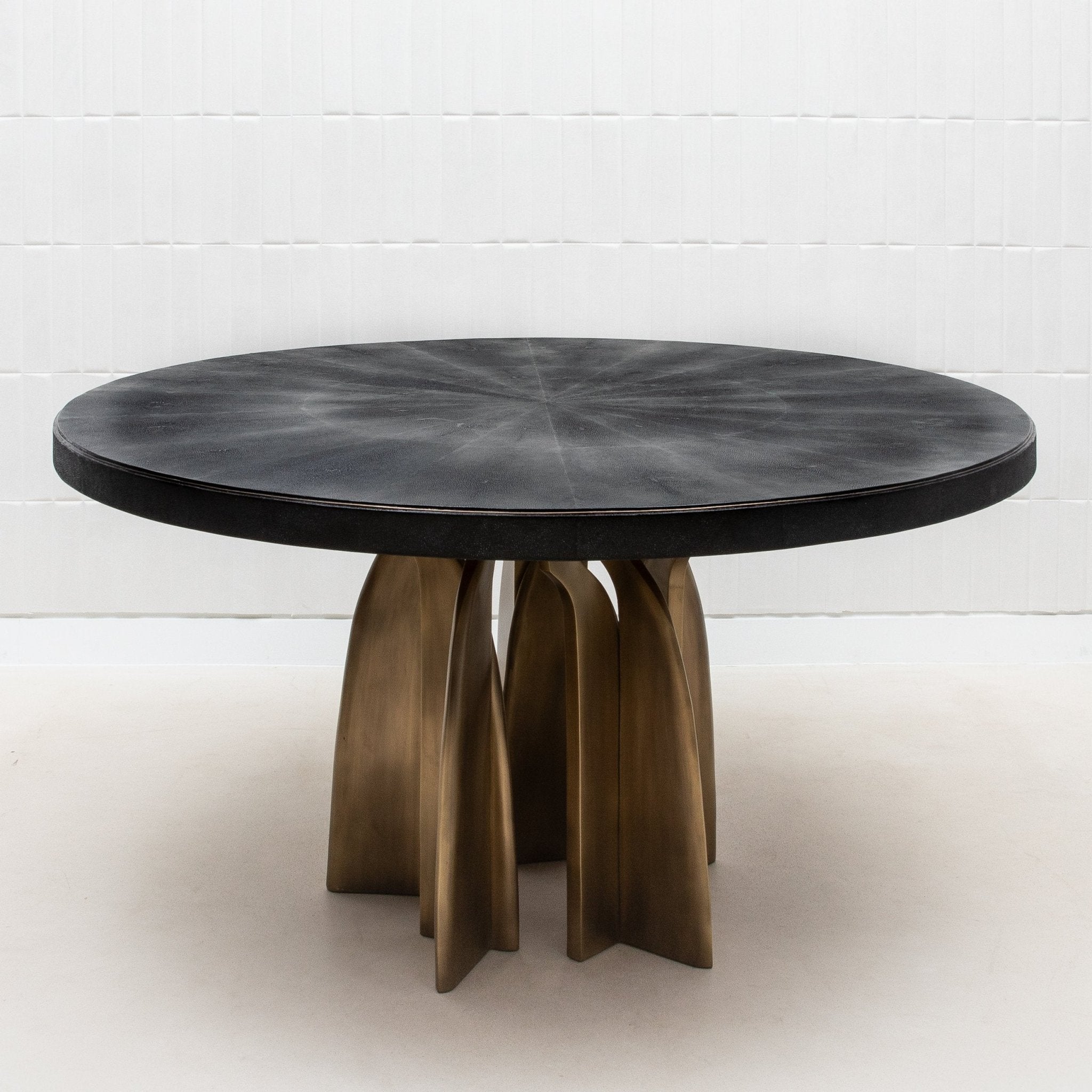 Chital Dining Table in Black Shagreen and Bronze Patina Brass – Mogul