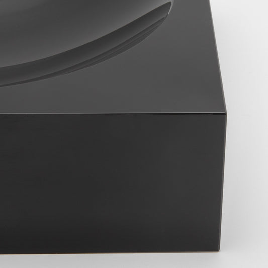 Crystal Black Convex Bowl by KA Glass