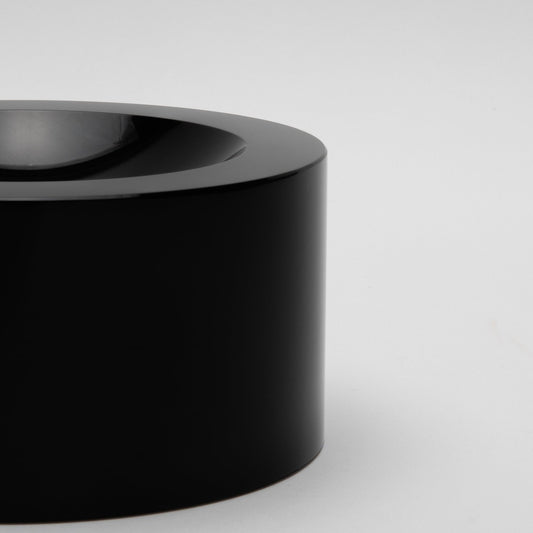 Crystal Black Convex Bowl by KA Glass