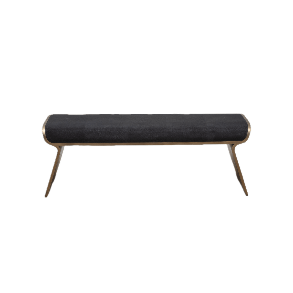 Dandy Bench in Black Shagreen with Brass by Kifu Paris