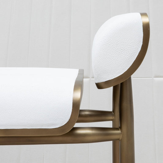 Dandy Day Bench in White Shagreen with Brass by Kifu Paris