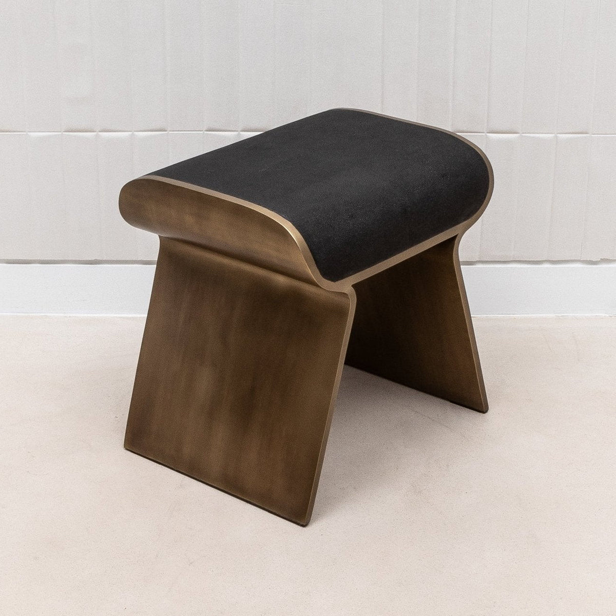Dandy Stool in Jet Black Shagreen by Kifu Paris