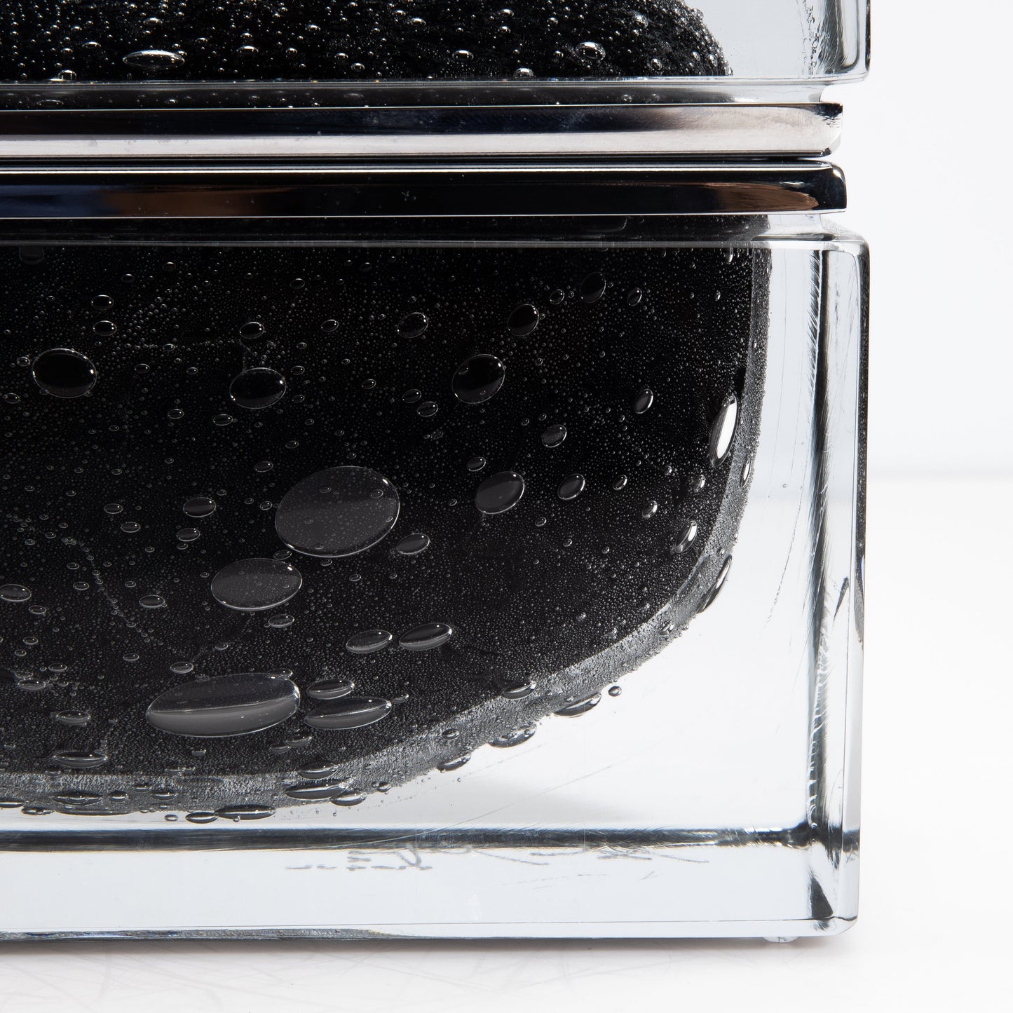Murano Box with Bubbles and Chrome Fittings in Black