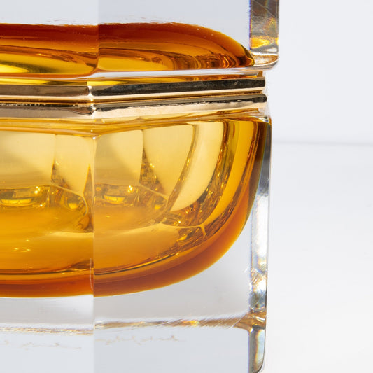 Murano Box with Brass Fittings in Amber